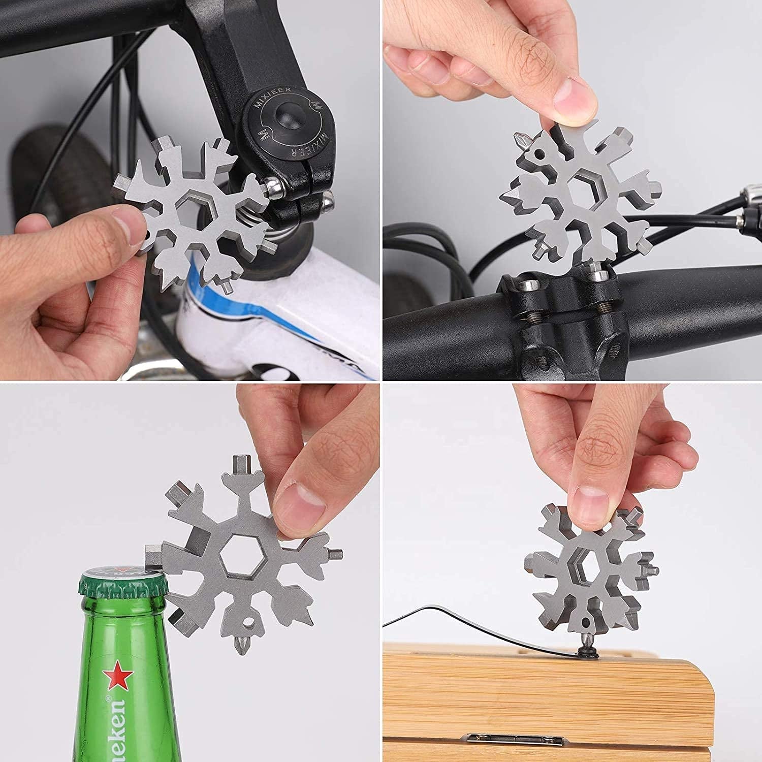 Durable & Portable 18 in 1 Snowflake Multi-Tool, Snowflake Bottle Opener Flat Phillips Screwdriver Kit Wrench