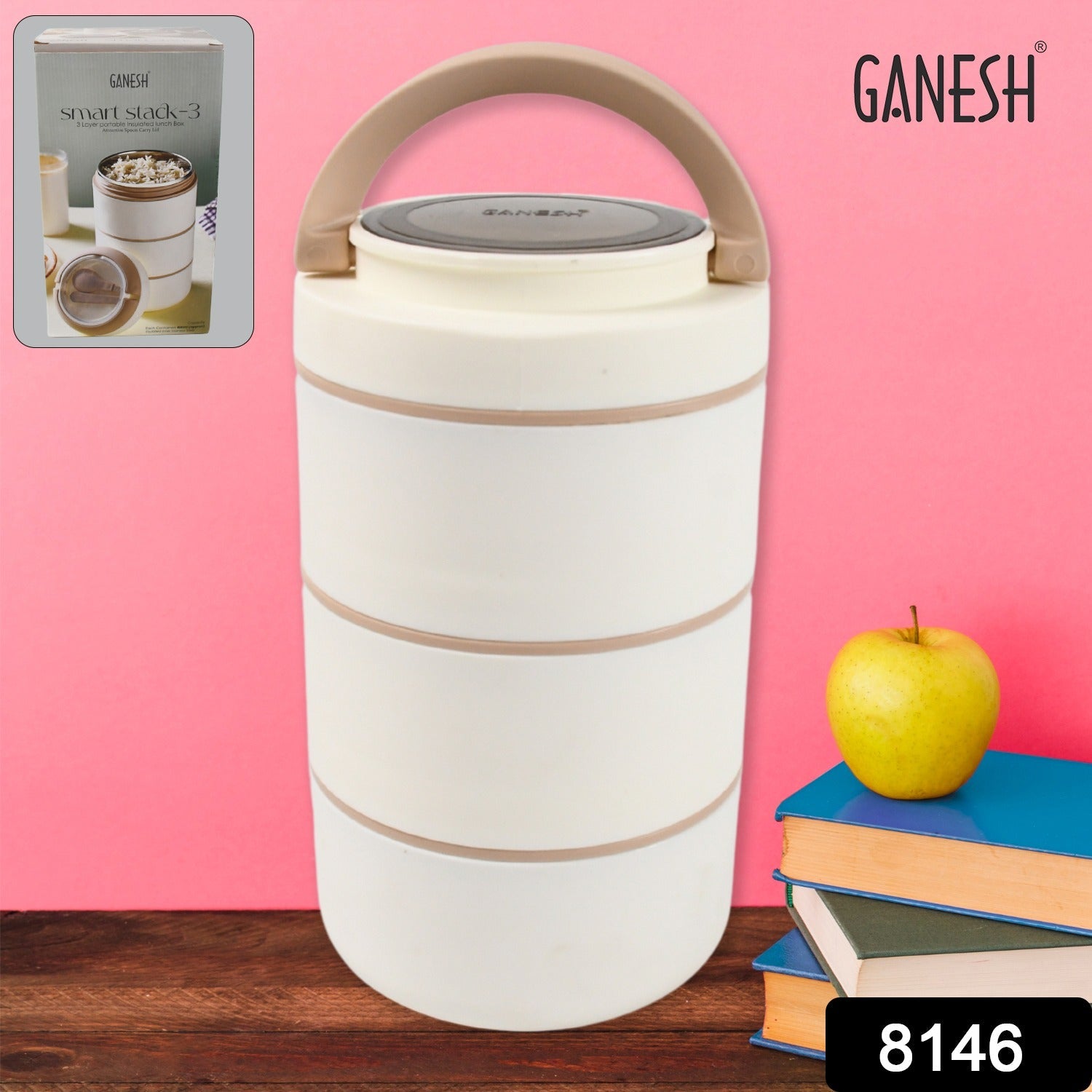 Ganesh Smart Stack 2/3 Layer Portable Lunch Box Stainless Steel Airtight Leak-Proof Lunch Box for Office, School, Picnic: Color May Vary (2 Layer / 3 Layer)