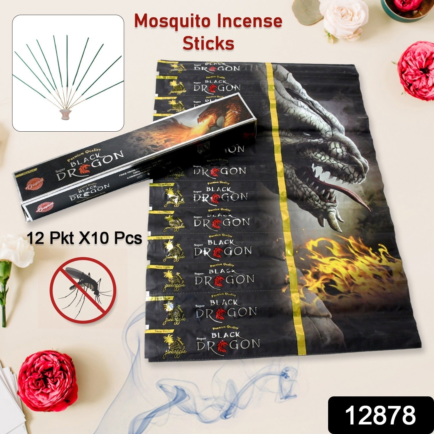 Mosquito Agarbatti Stick Herbal Mosquito Agarbatti 1 Box ( 12 Packet / 120 Sticks ) ( Incense Stick )
