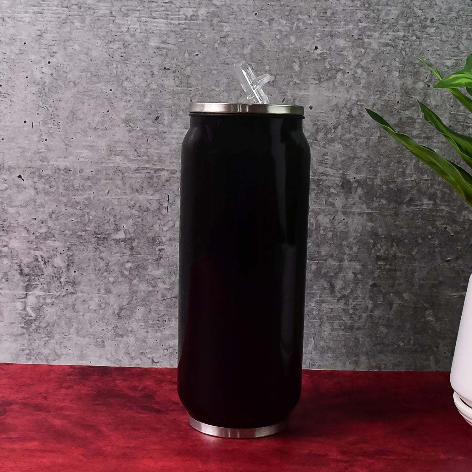 Stainless Steel Can-Shaped Vacuum Flask with Built-In Straw 500ml Approx, Tumbler (1 Pc) Stainless Steel Can-Shaped Vacuum Flask with Built-In Straw 500ml Approx, Tumbler (1 Pc)