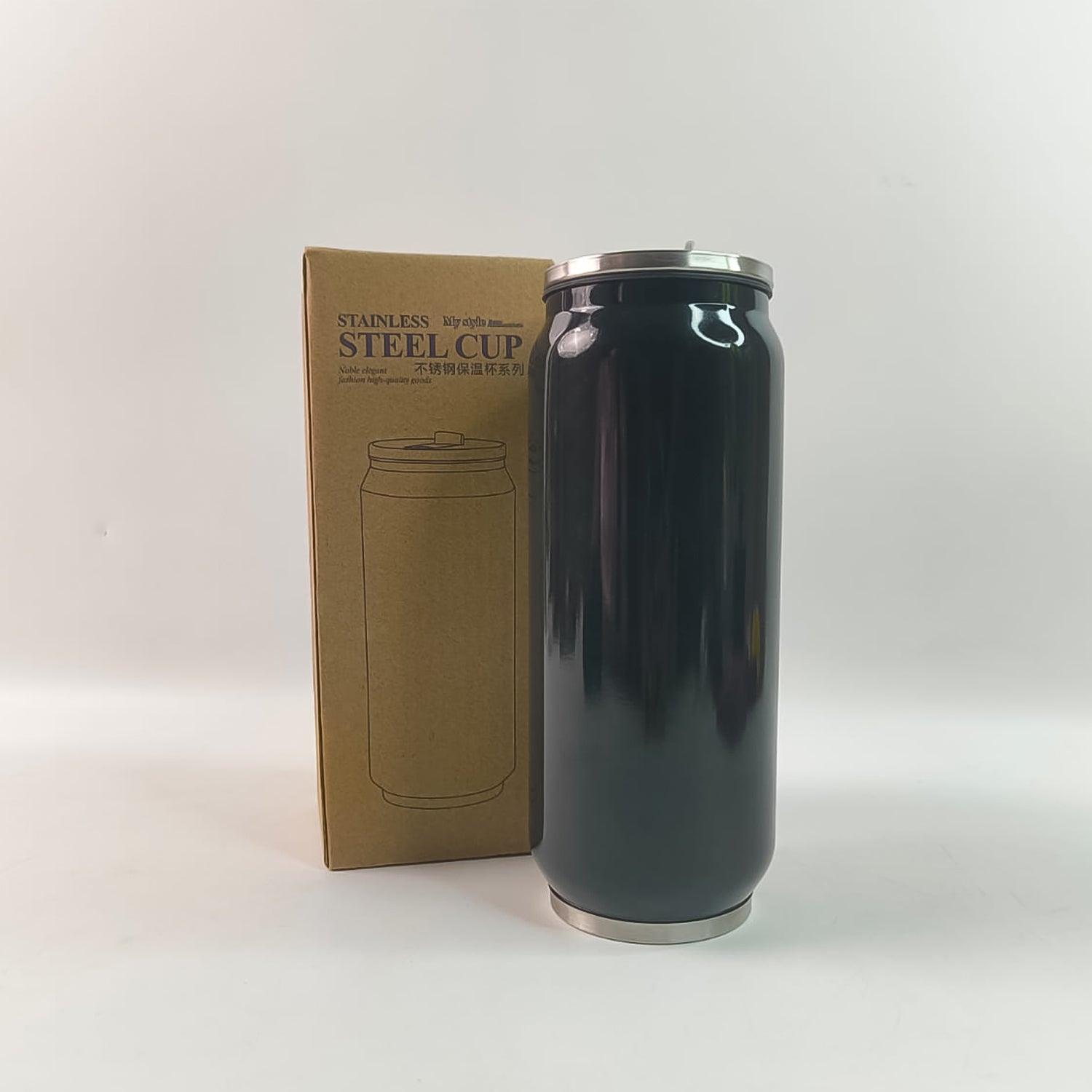 Stainless Steel Can-Shaped Vacuum Flask with Built-In Straw 500ml Approx, Tumbler (1 Pc) Stainless Steel Can-Shaped Vacuum Flask with Built-In Straw 500ml Approx, Tumbler (1 Pc)