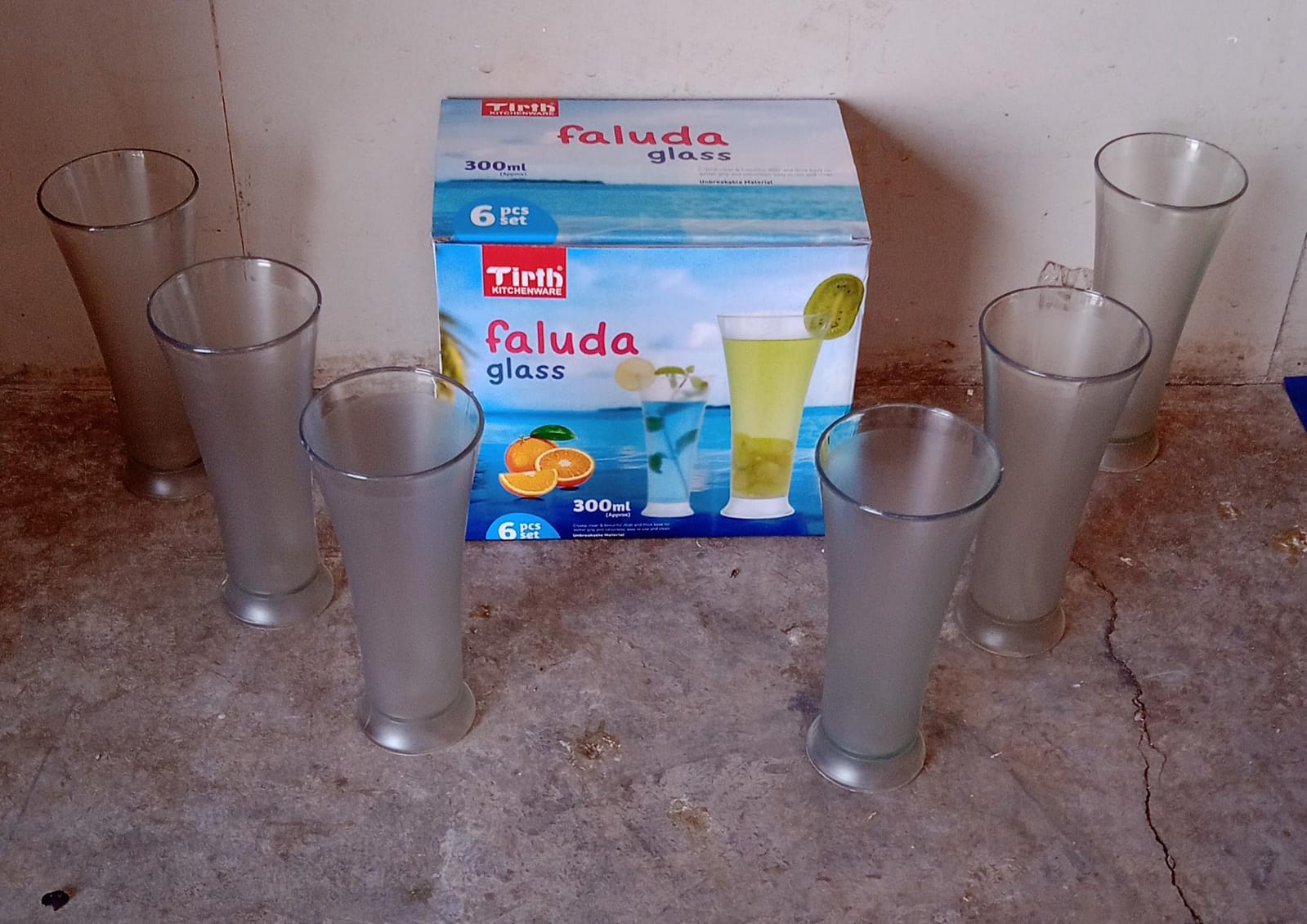 8219 High Quality Faluda, ice cream, Juicer and Water Glasses Set of 6 Transparent, Drinking Water Glasses Stylish Glasses for Faluda, Water, Juice, Glass Set of 6 Pcs (300 ML Approx)
