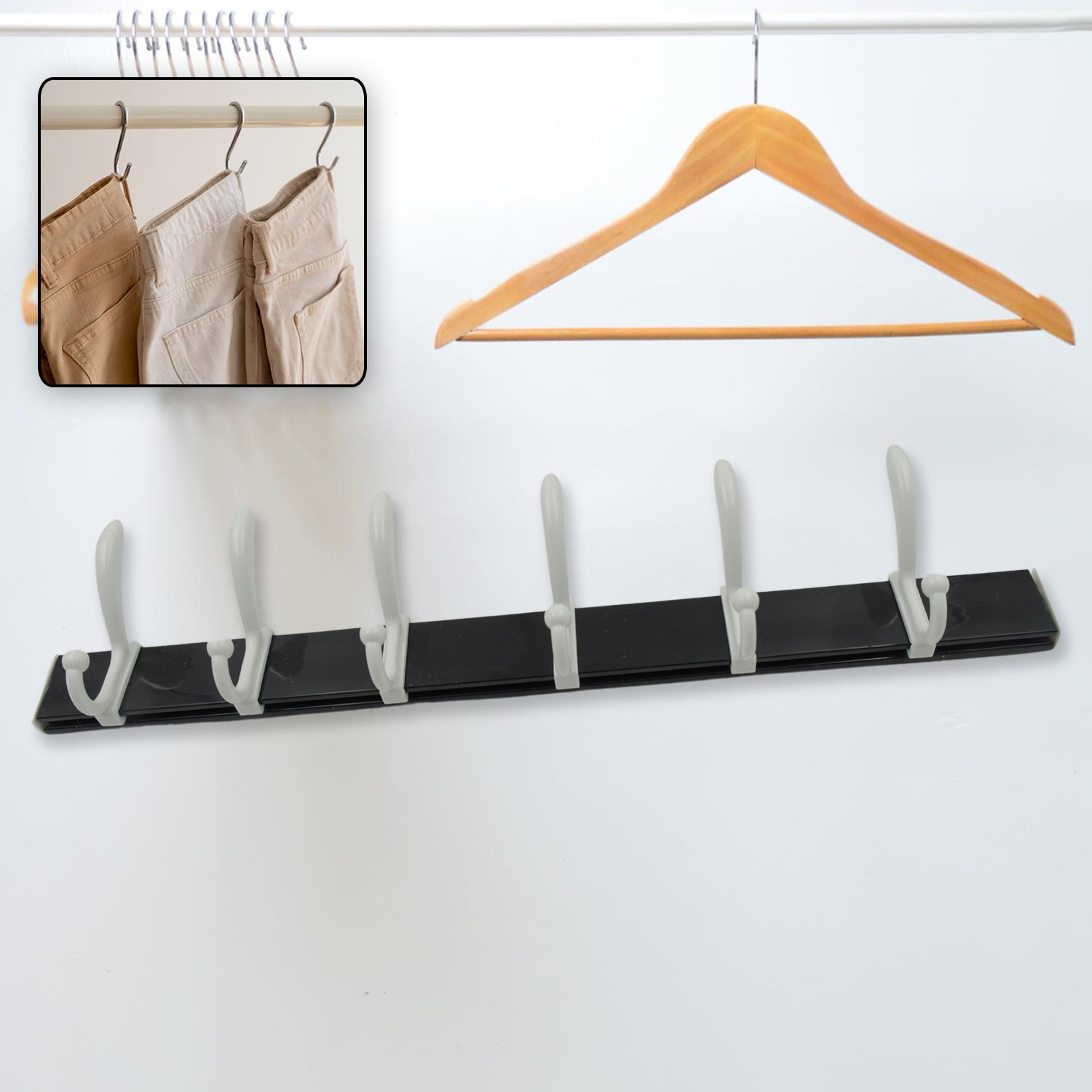 Large Coat Hook Rack 7572 Cloth Hanger, Wall Door Hooks Rail For