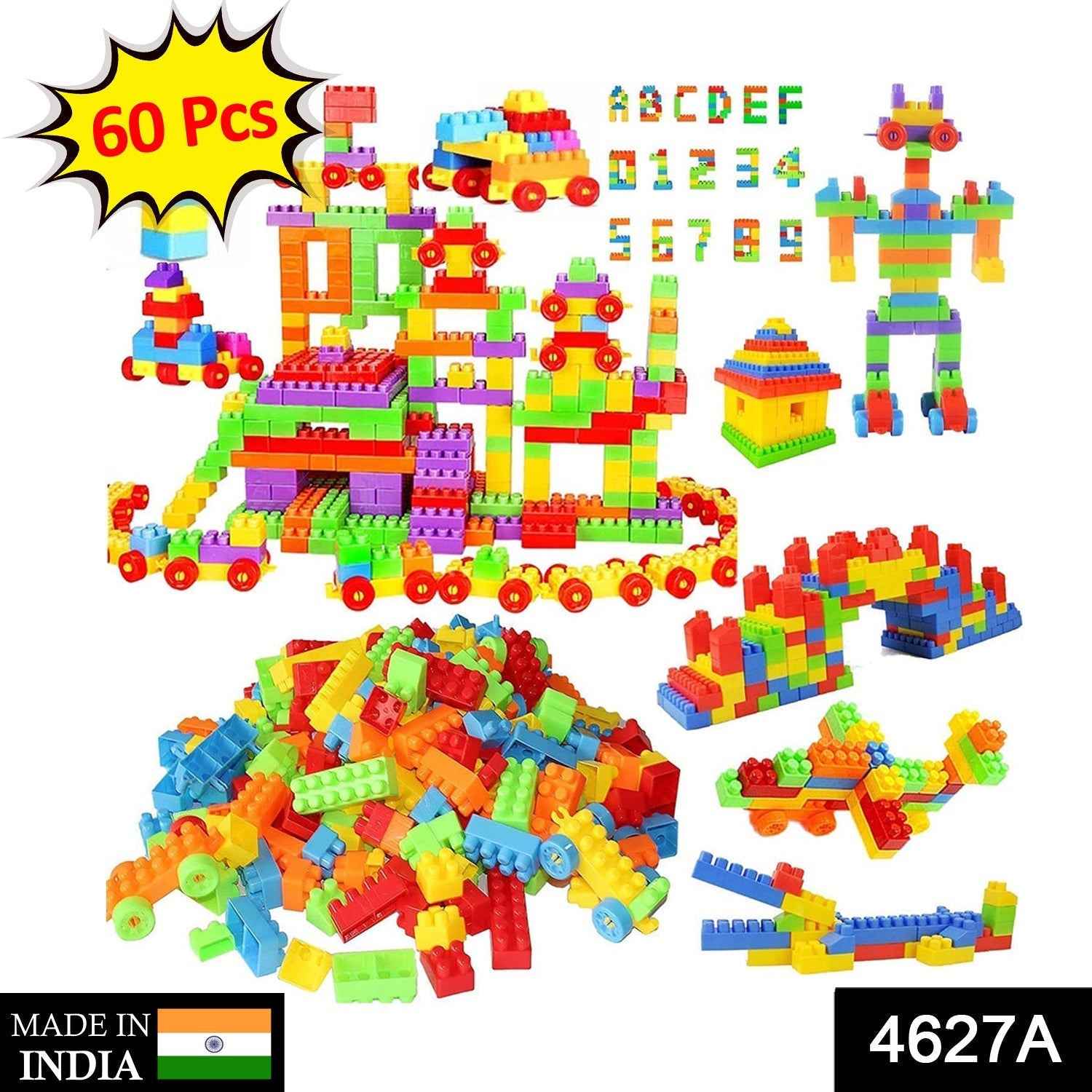 4627 A Building Blocks 60 Pc widely used by kids and children for playing and entertaining purposes among all kinds of household and official places etc - DeoDap