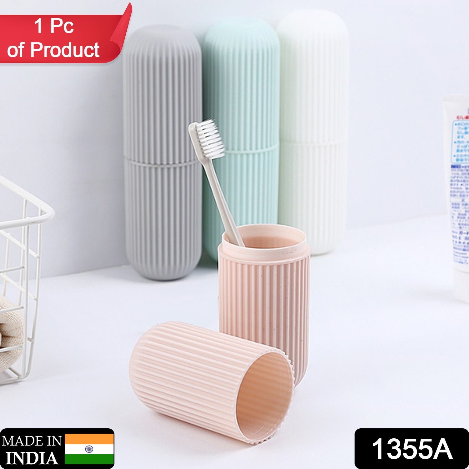 1355A Capsule Shape Travel Toothbrush Toothpaste Case Holder Portable Toothbrush Storage Plastic Toothbrush Holder (Multicolor) DeoDap