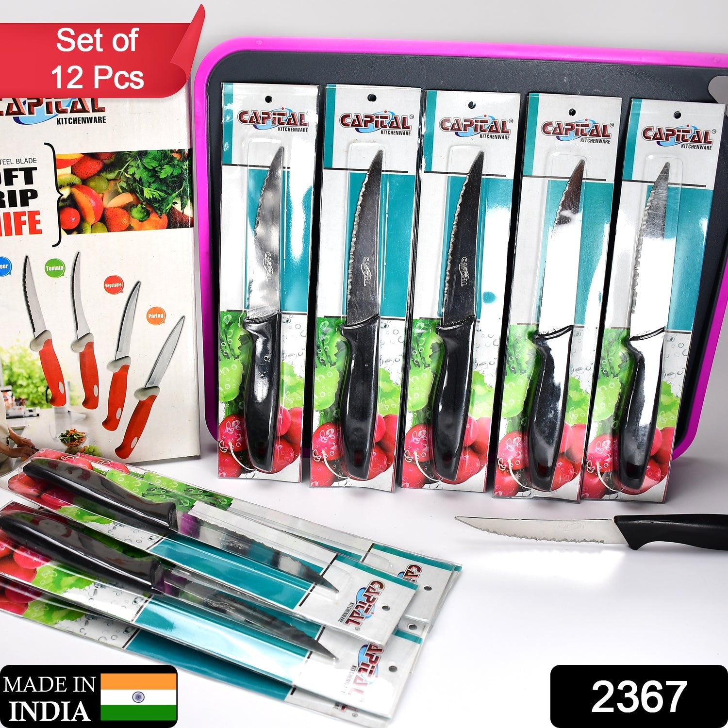 2367 Multipurpose Stainless Steel Fine Edge Knife Set with Perfect Gri