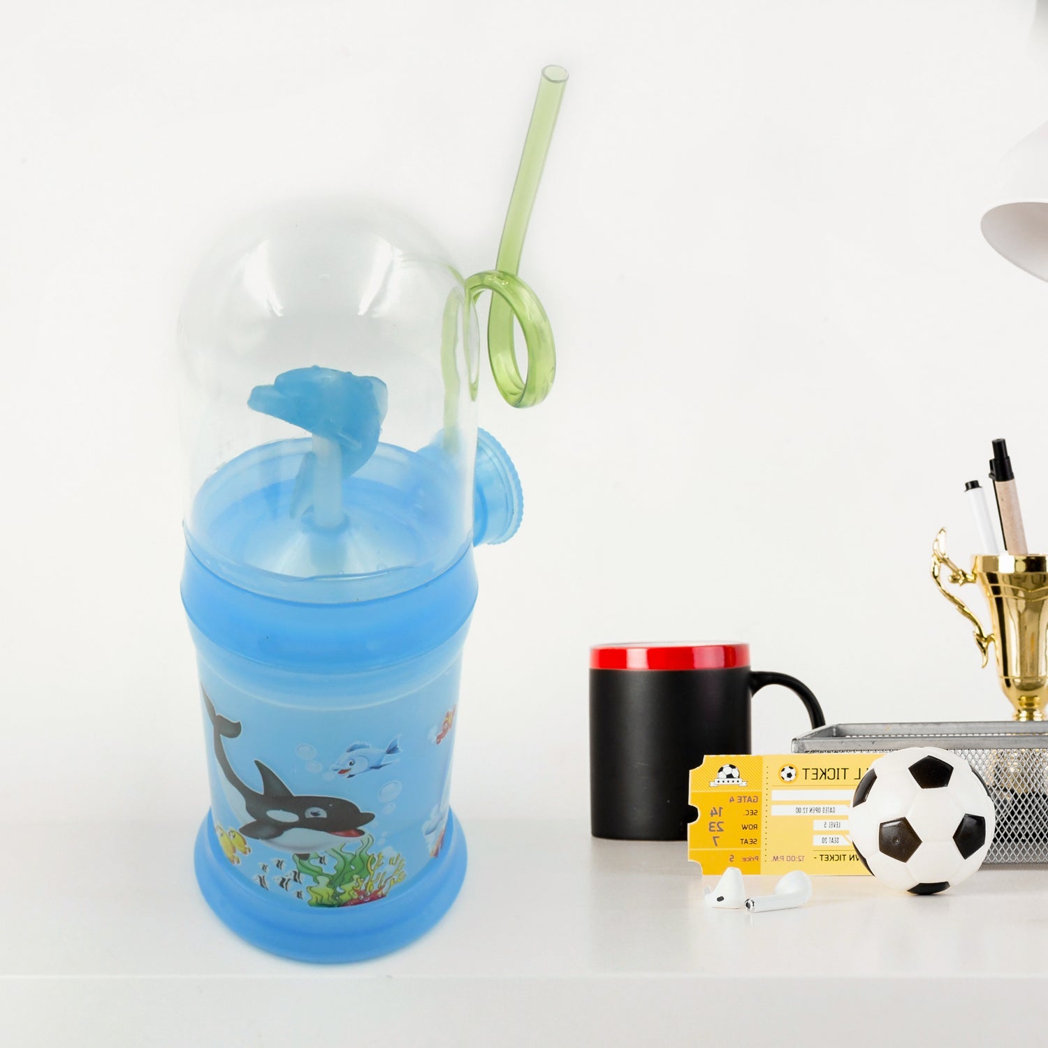 Baby Drinking Cup With Straw Water Whale Spray Sippy Cup Portable