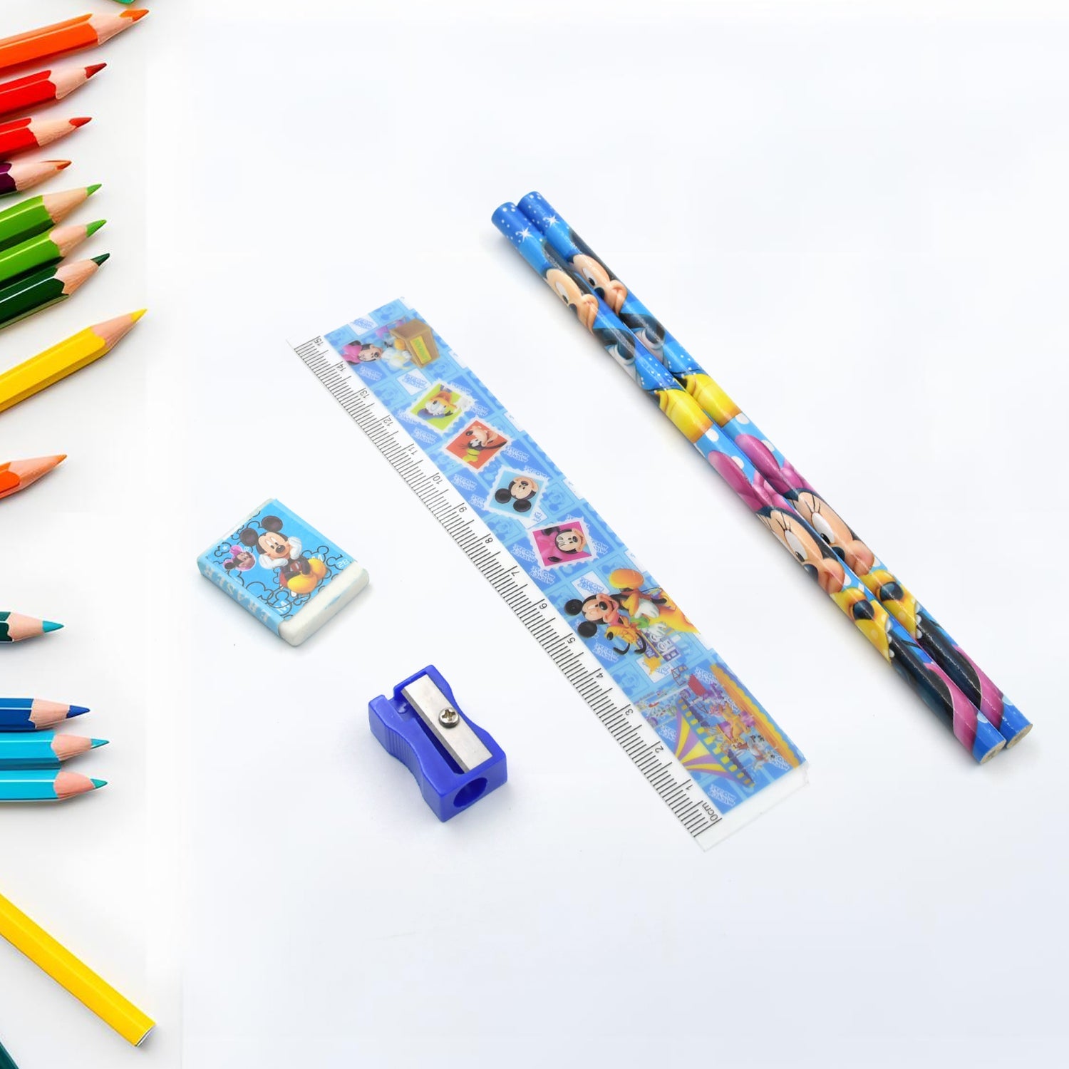 4580A Mix Design Cartoon Wooden Pencil Set, Stationary Set 5 in 1