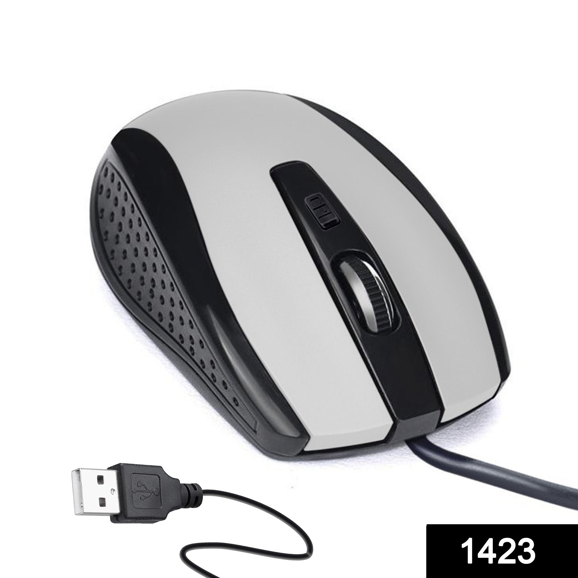 1423 Wired Mouse for Laptop and Desktop Computer PC With Faster Response Time (Silver) - SkyShopy 1423 Wired Mouse for Laptop and Desktop Computer PC With Faster Response Time (Silver) - SkyShopy