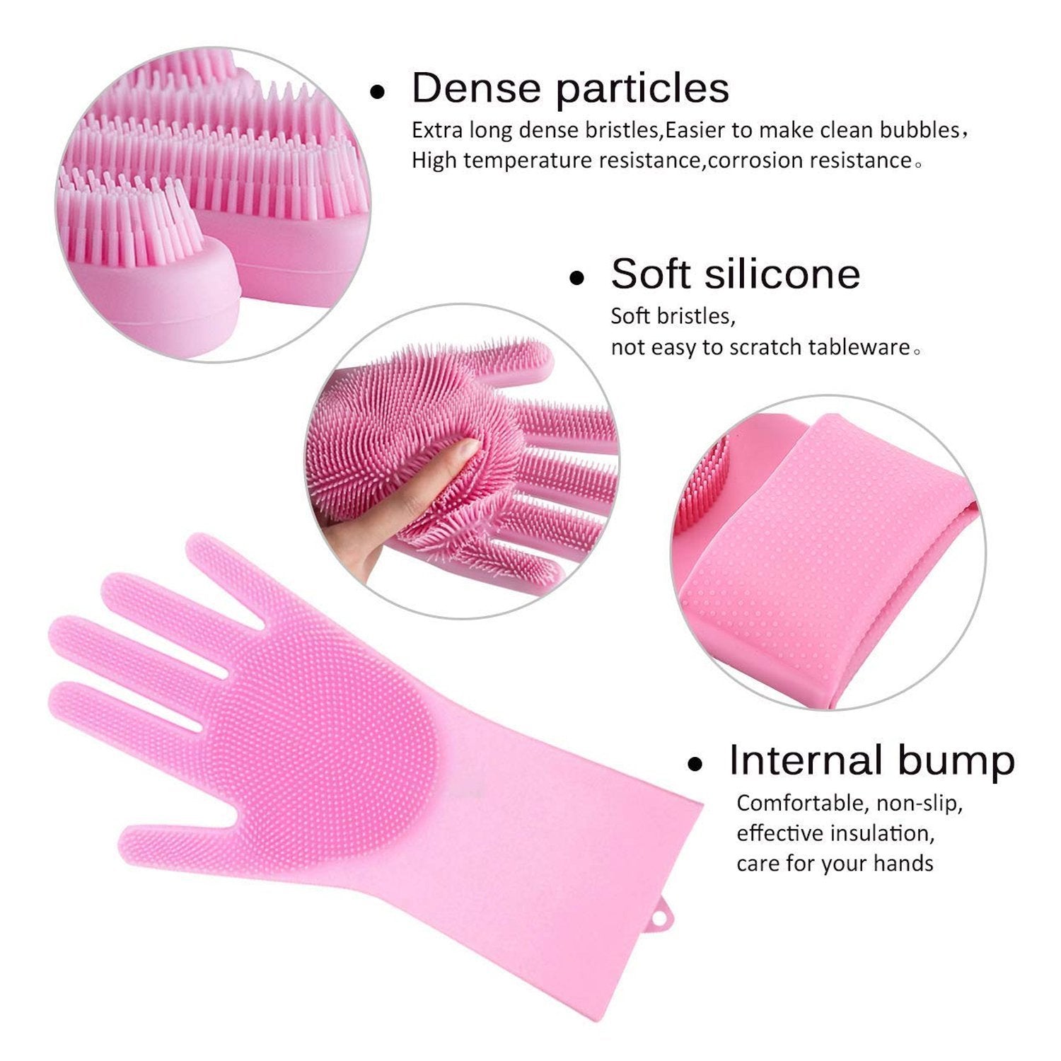 0714 Reusable Silicone Cleaning Brush Scrubber Gloves (Multicolor) - SkyShopy
