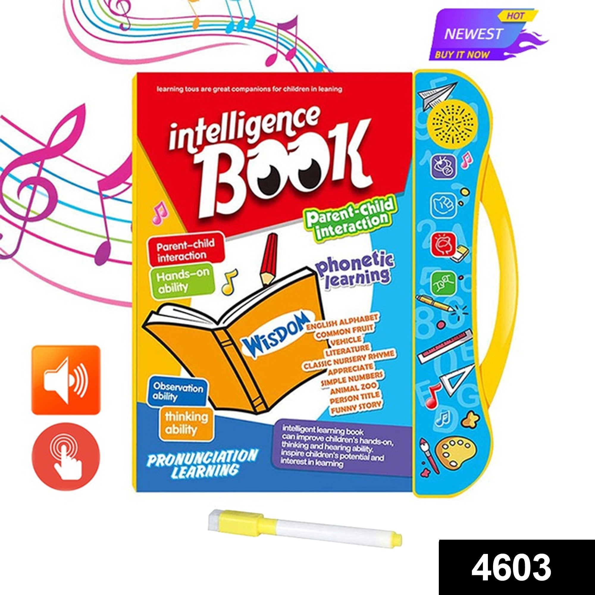 4603 Musical Learning Study Book with Numbers, Letters - SkyShopy
