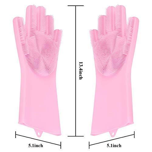 0714 Reusable Silicone Cleaning Brush Scrubber Gloves (Multicolor) - SkyShopy