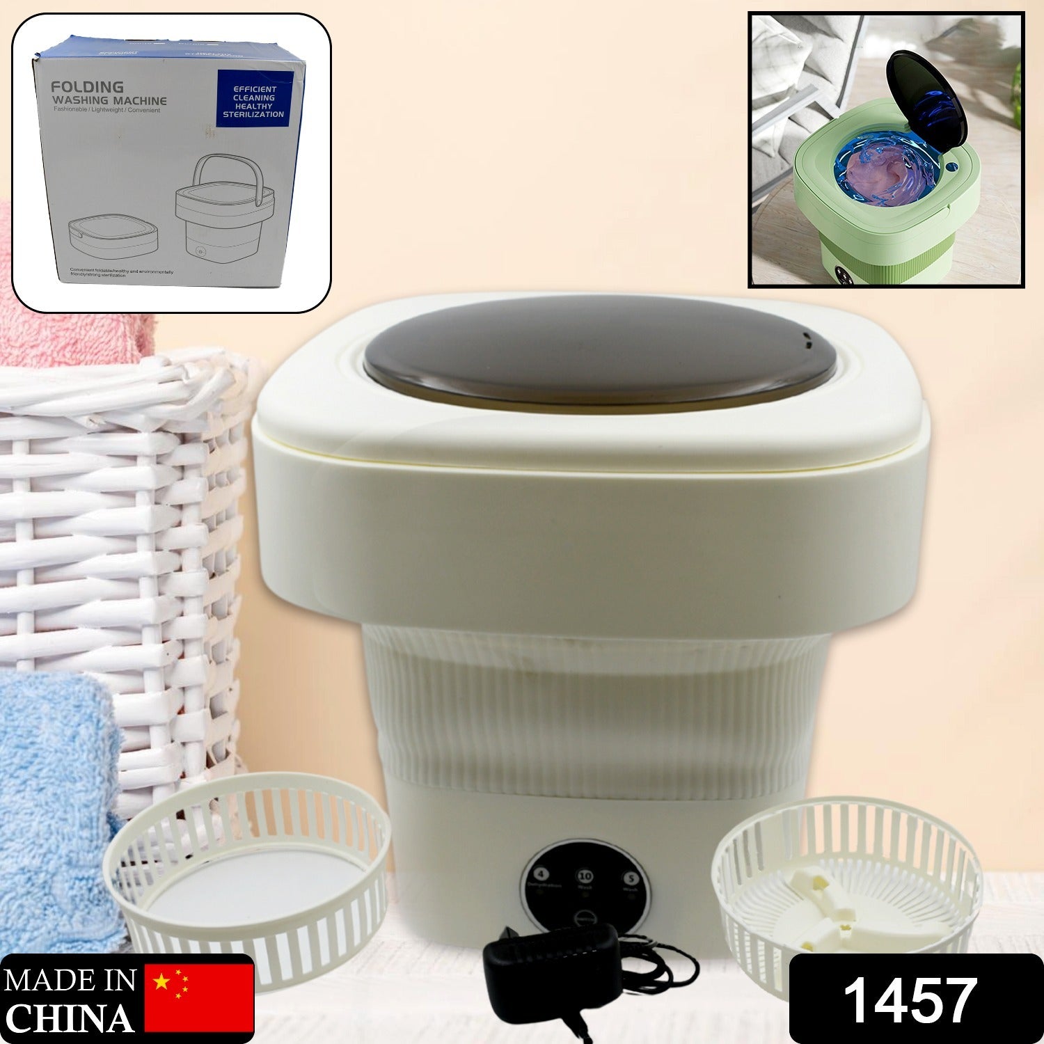 1457 Folding Washing Machine, Mini Portable Washing Machine, Deep
