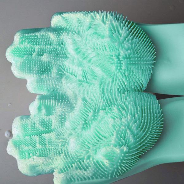 4661 Reusable Silicone Cleaning Brush Scrubber Gloves (Multicolor)