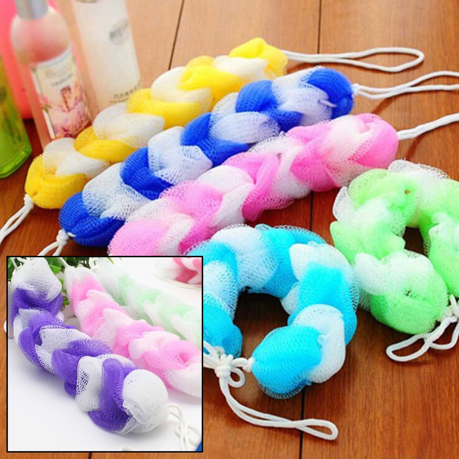 6073 Hanging Bath Shower Long Loofah Sponge Pouf Body Scrubber (pack of 6) 6073 Hanging Bath Shower Long Loofah Sponge Pouf Body Scrubber (pack of 6)