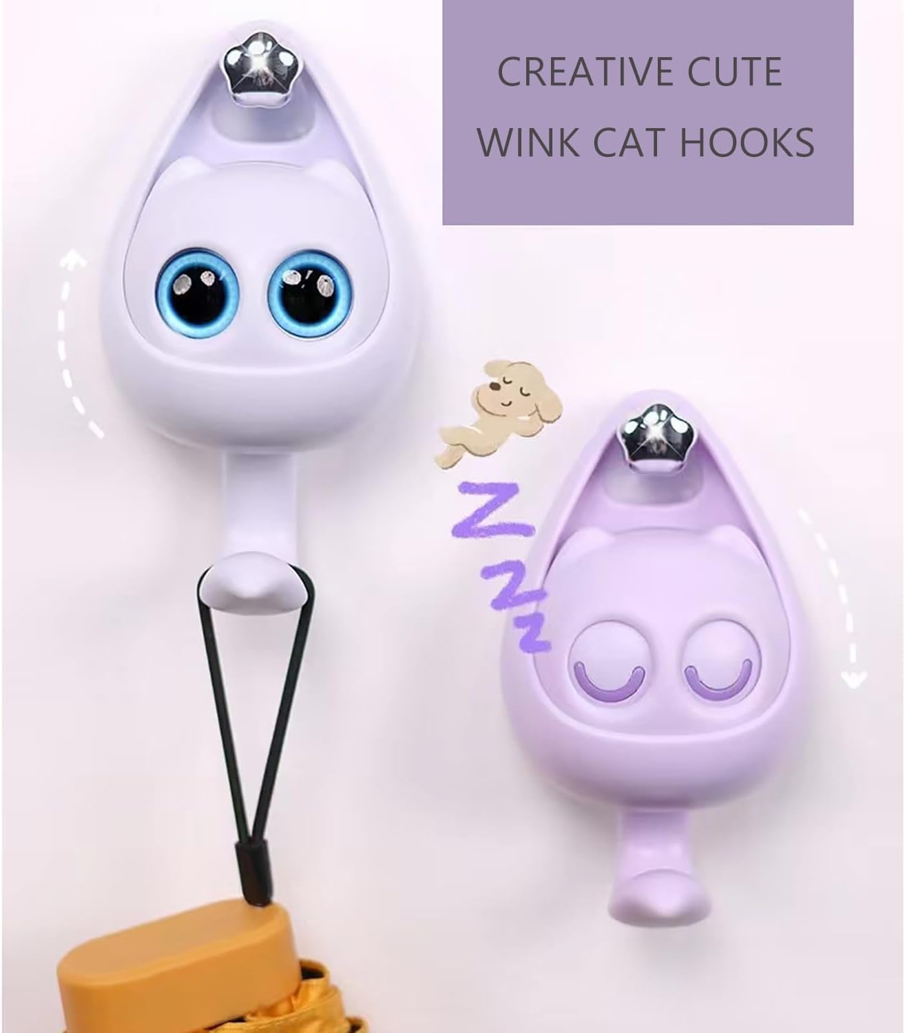 SkyShopy self Adhesive Coat Hook, Wink Cat Key Holder for Wall Cute Cat Hooks, Decorative Wall Hooks for Hanging Key, Towels, Scarf, Hats, Coat, Cloth, Bags, Cute Room Decor (1 Pcs)