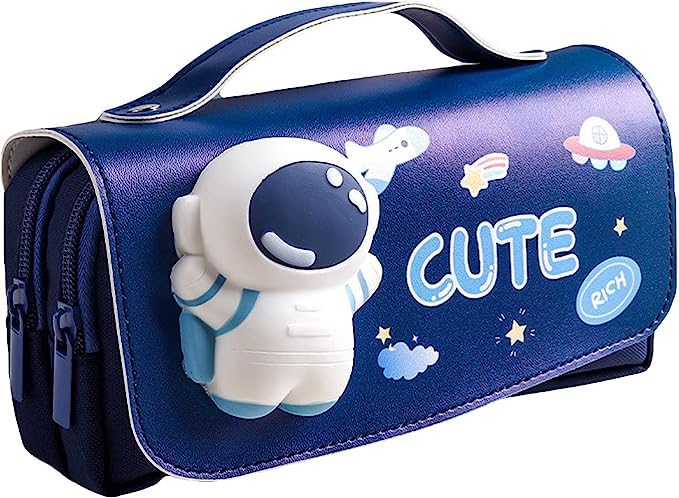SkyShopy Cute Astronaut Pencil Pouch for Girls and Boys,Big Pencil Case for Kid,Zipper Pencil Kit Stationary Storage Box for School Children,Stationery Organizer Pen Box for Students