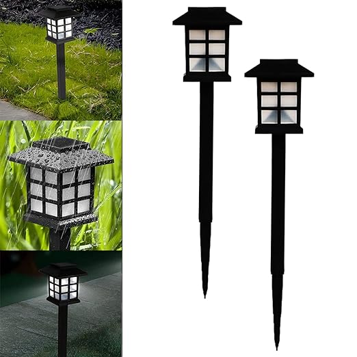 Solar Light Outdoor Waterproof Automatic on Off for Garden Fountain loght lamp Stand for Pathway Pack of 2
