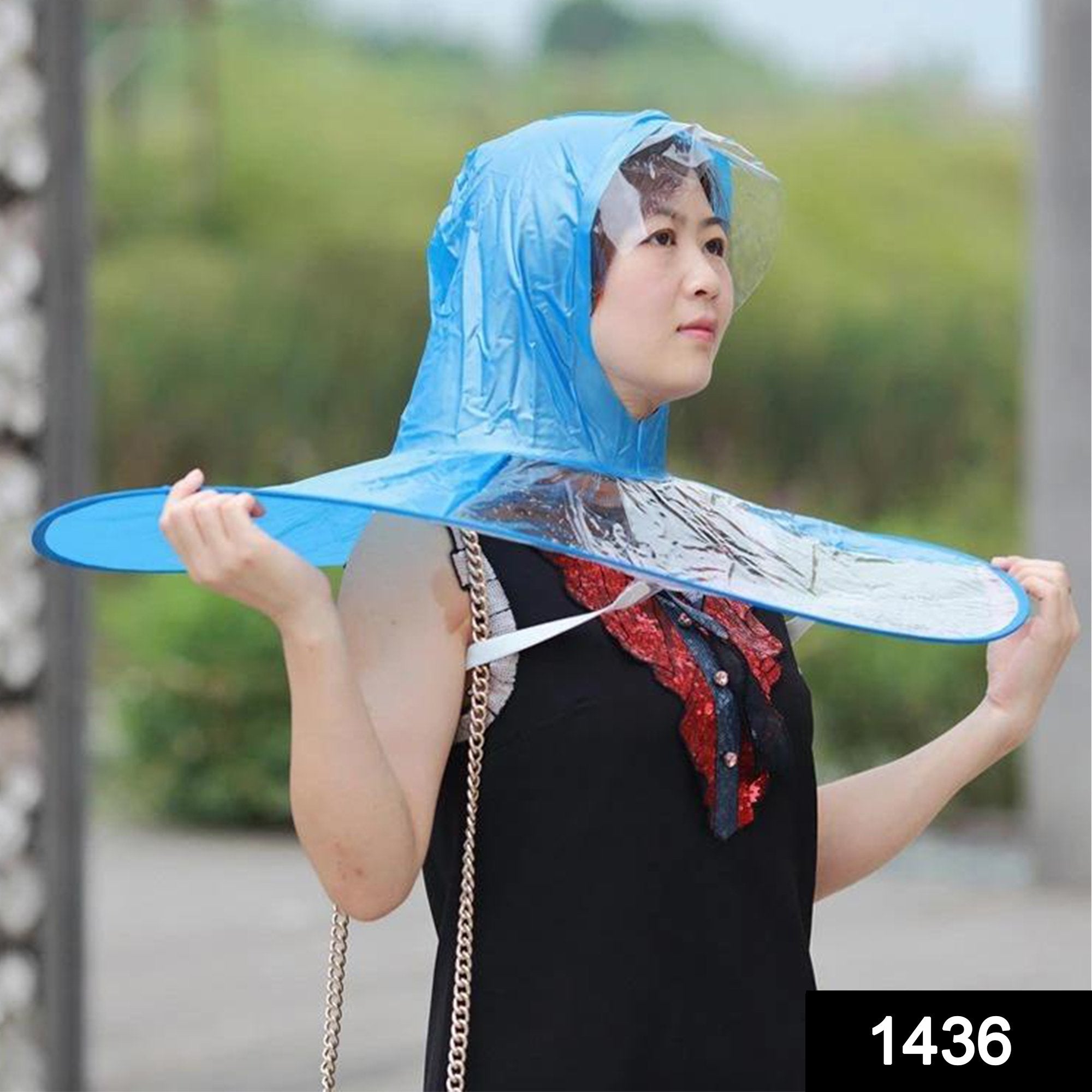 Head Umbrella Blue Umbrella Hat 1436 Waterproof Hands Free Rain