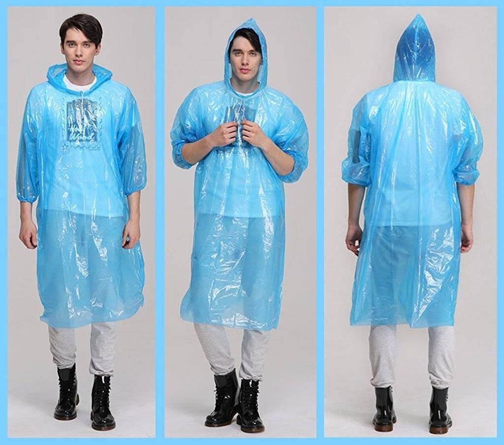 1425 Waterproof Rain Poncho with Drawstring Hood Pocket - SkyShopy