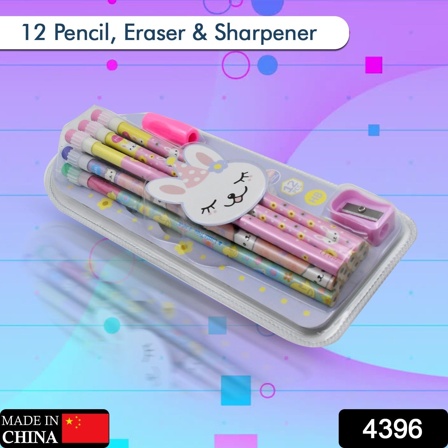 4396 Cute Rabbit Bear Drawing Graphite Writing Pencil Set with Pencil