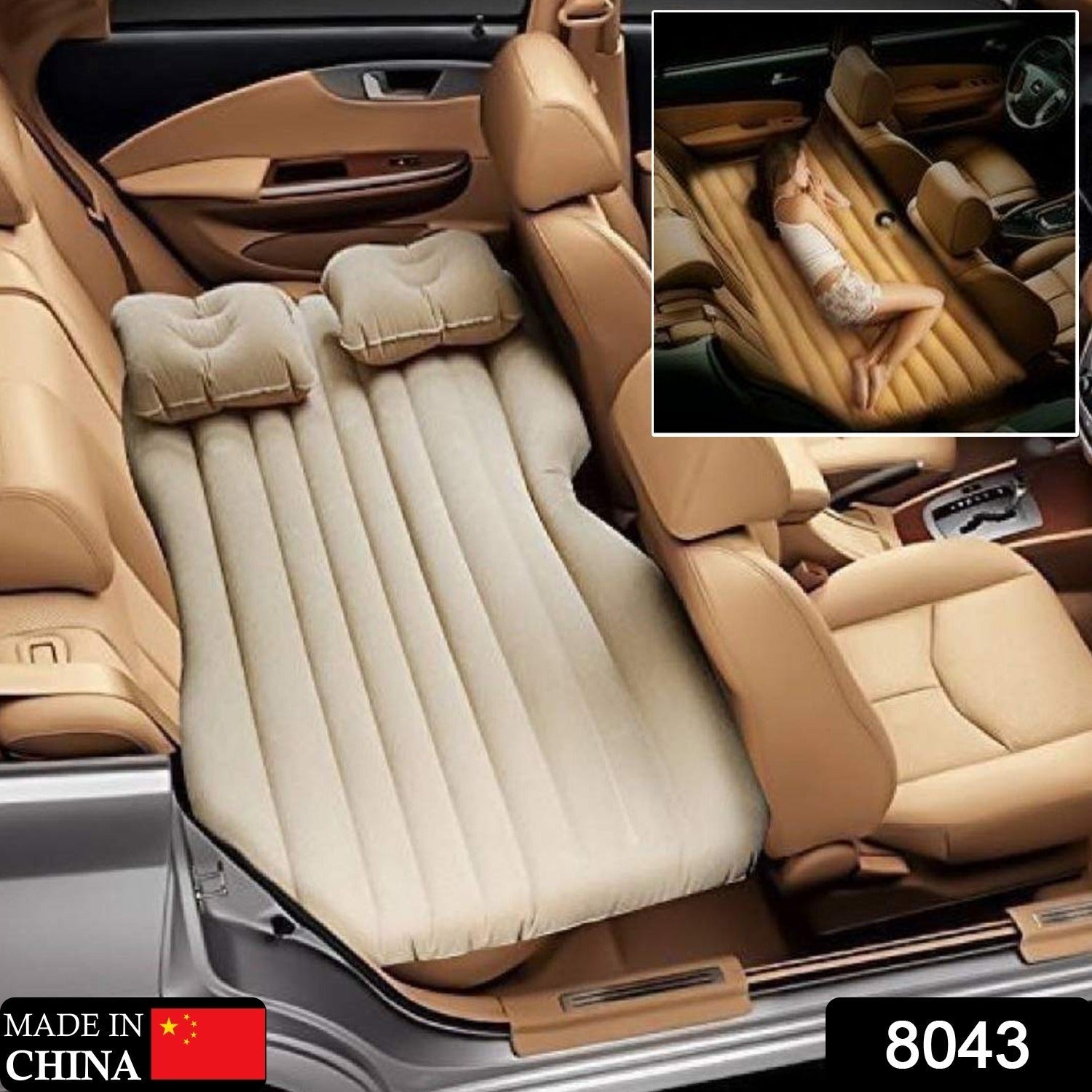 8043 Car Inflatable Bed with Pillows Air Pump (Portable) For