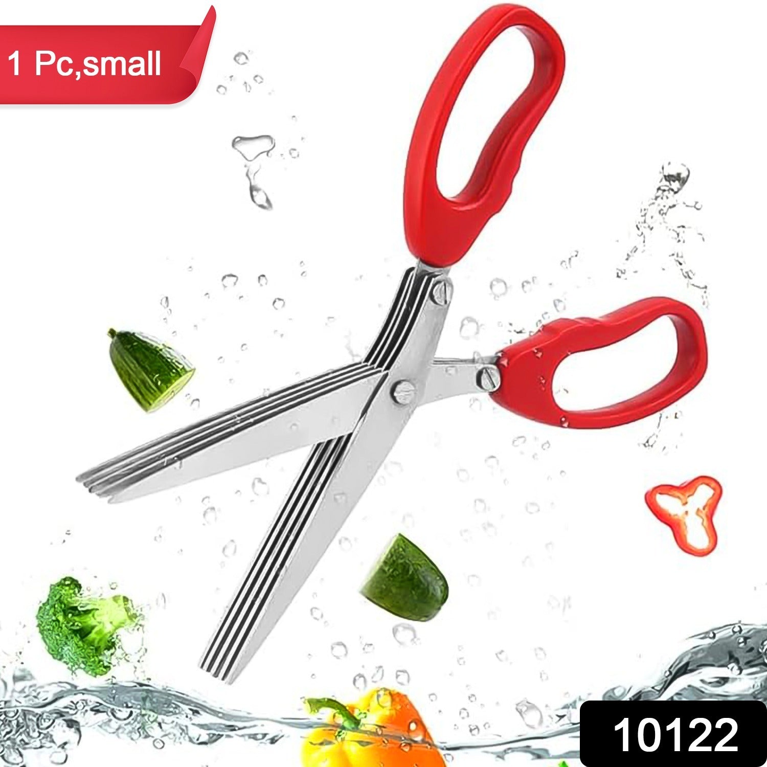 Multifunction Vegetable Stainless Steel Herbs Scissor with 5 Blades (1 Pc / Small)