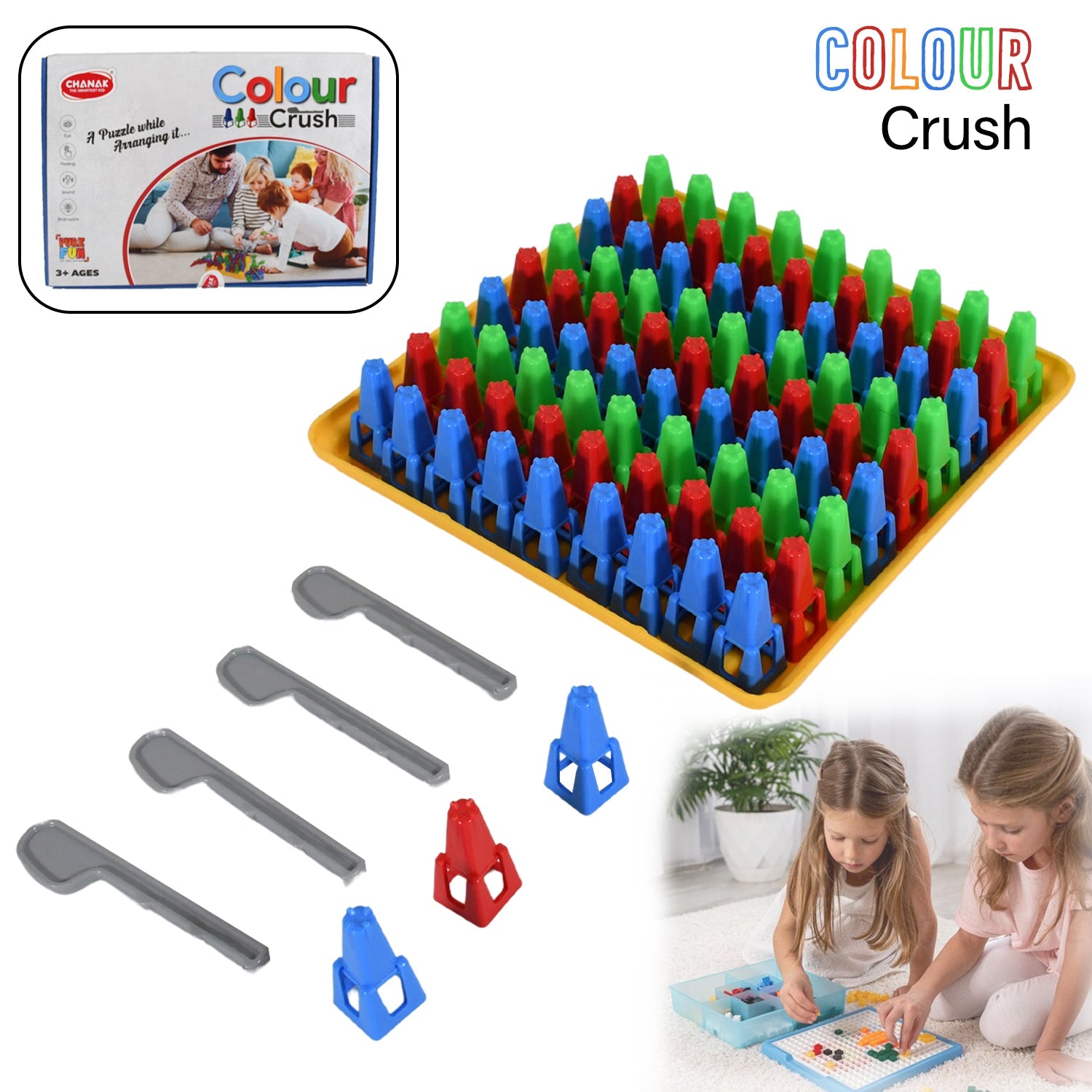 1936 Plastic Color Crush Game Board, A Puzzle Game, Challenge's Educational Board Game's, Game for Kids & Adults, Birthday Gift (1 Set)