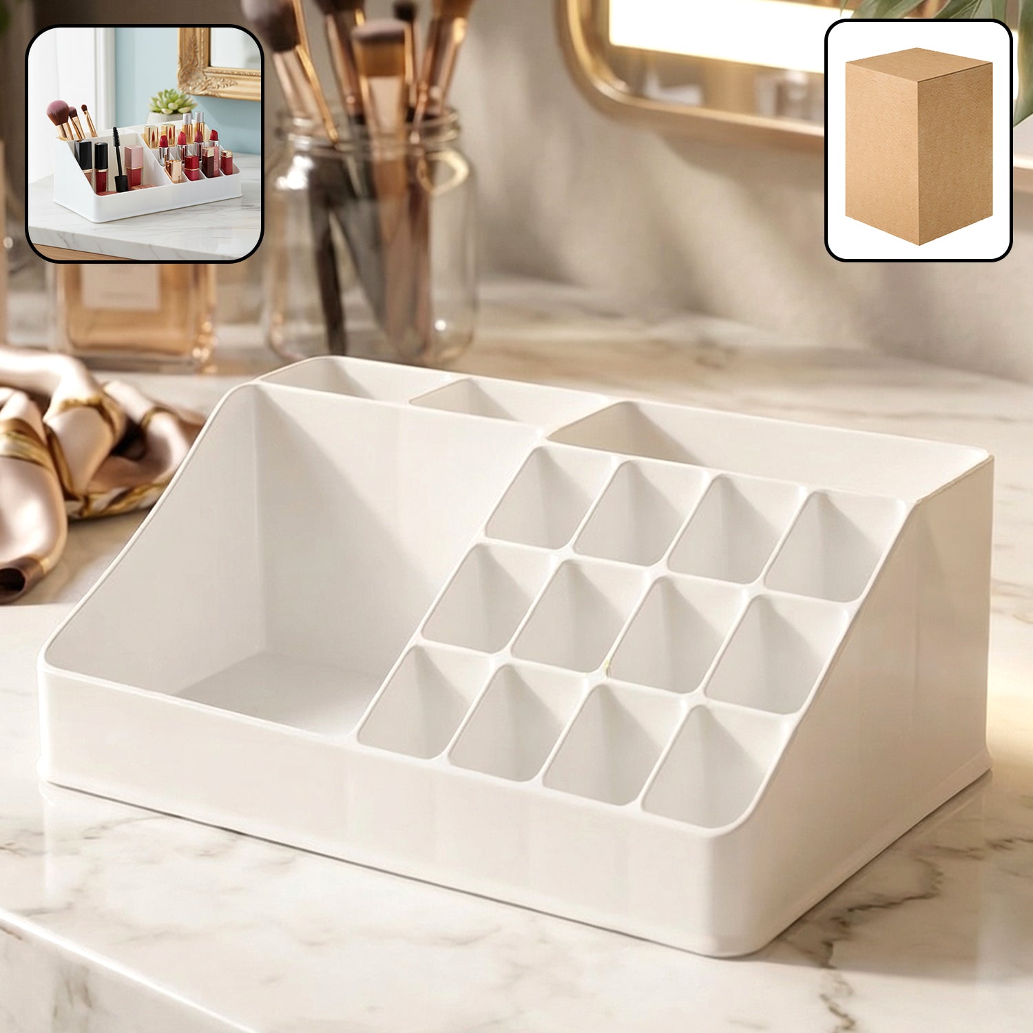 Shop Cosmetic Makeup Organizer with Multi Grid – Sky Shopy