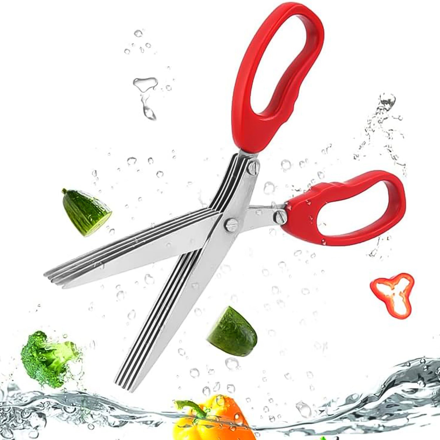 Multifunction Vegetable Stainless Steel Herbs Scissor with 5 Blades (1 Pc / Small)