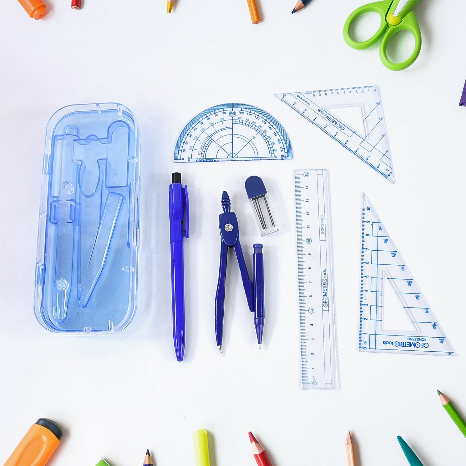 Complete Student Geometry Box Set (9 in 1 / 1 Set) – Sky Shopy