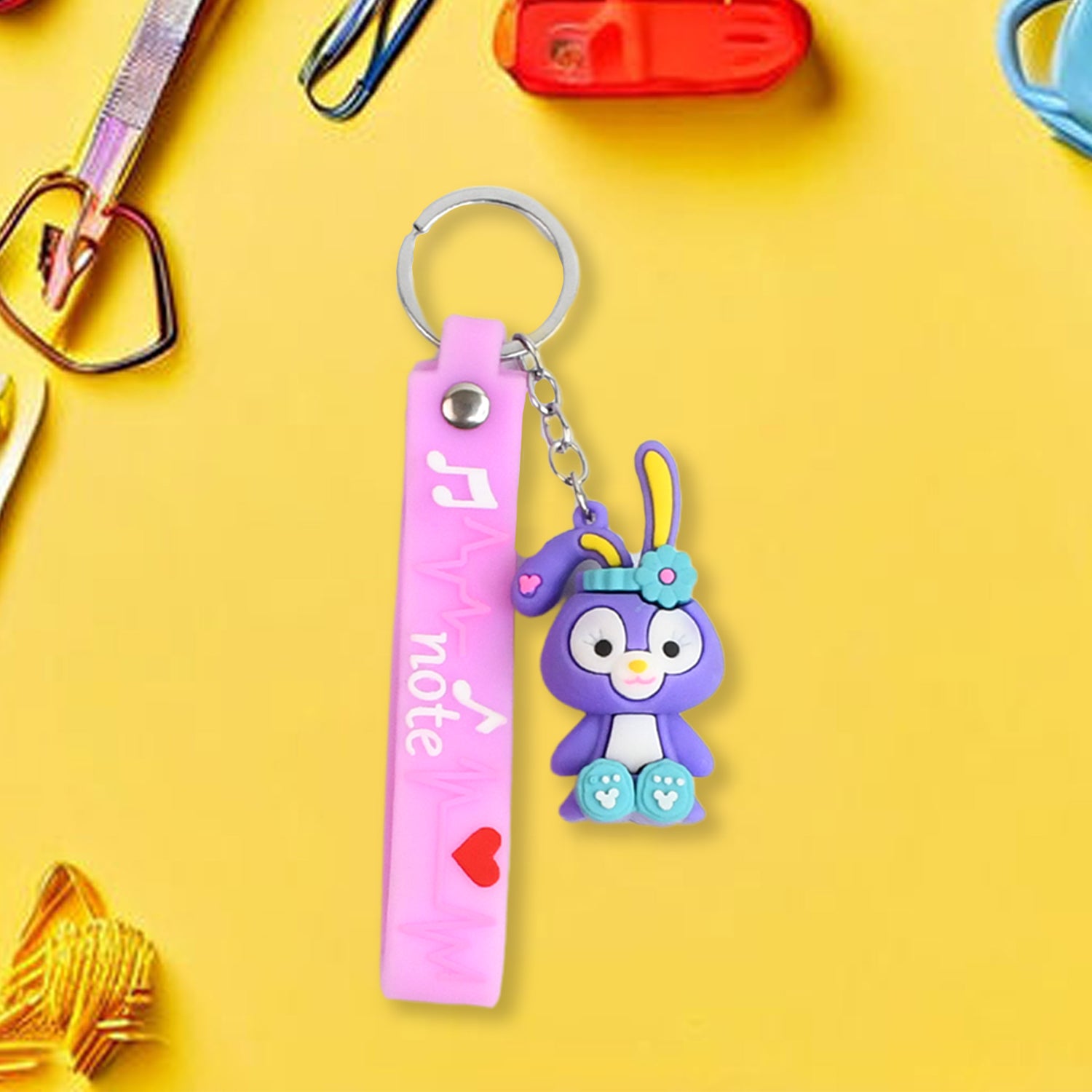Cute Cartoon Silicone 3D Key Chain with Metal Hook & Strap (Pack of 1 ...