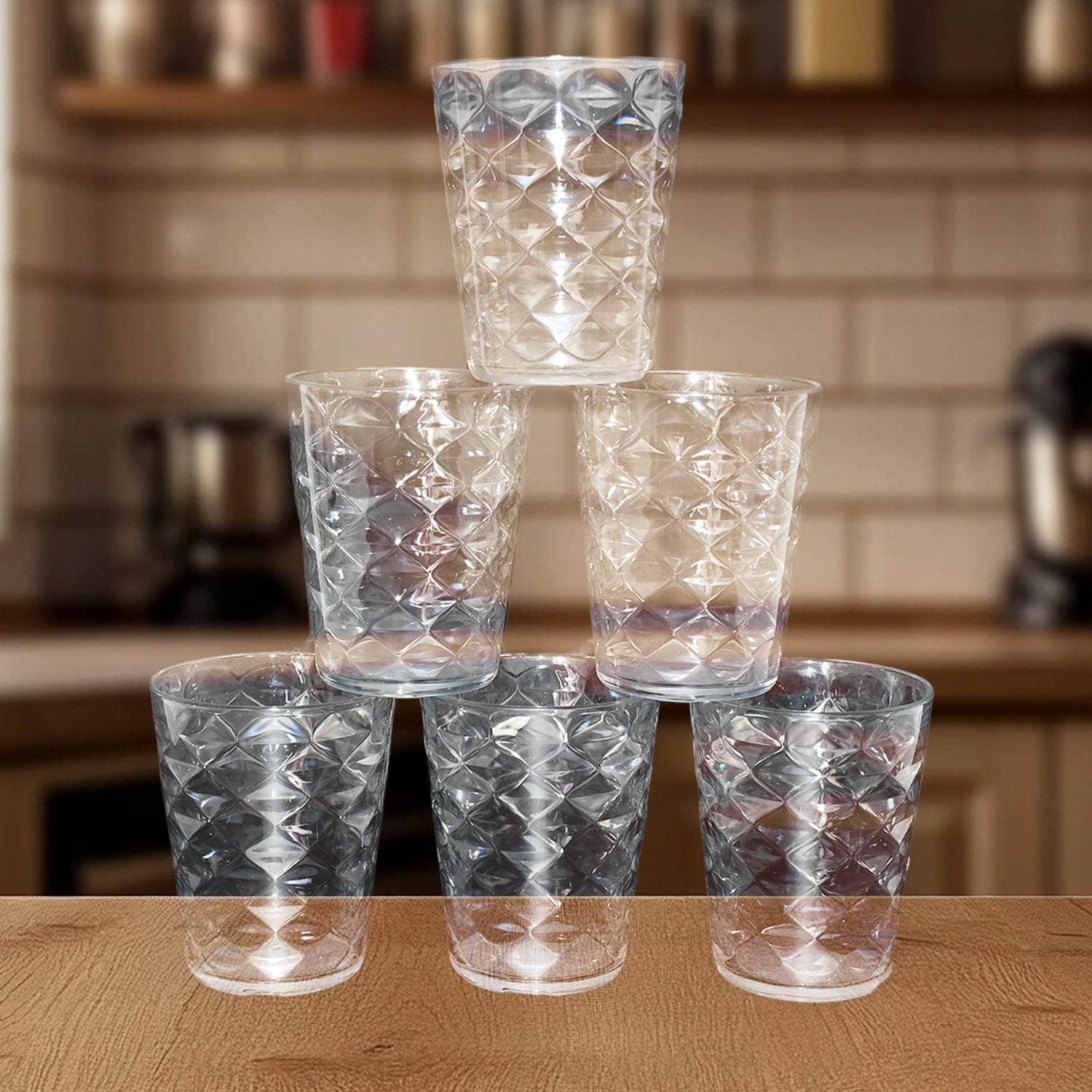 Apex Pyramid Ringo Plastic Glass – 300ml Approx | Durable, Crystal-Clear Tumbler