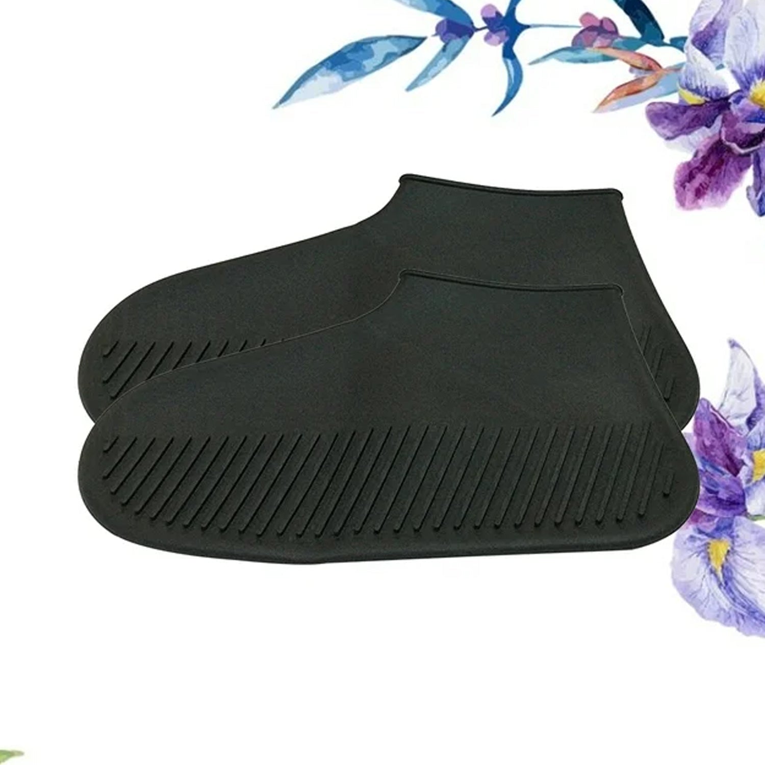 17984 Non-Slip Silicone Rain Reusable Anti skid Waterproof Fordable Boot Shoe Cover (Large Size / 1 Pair / Black)