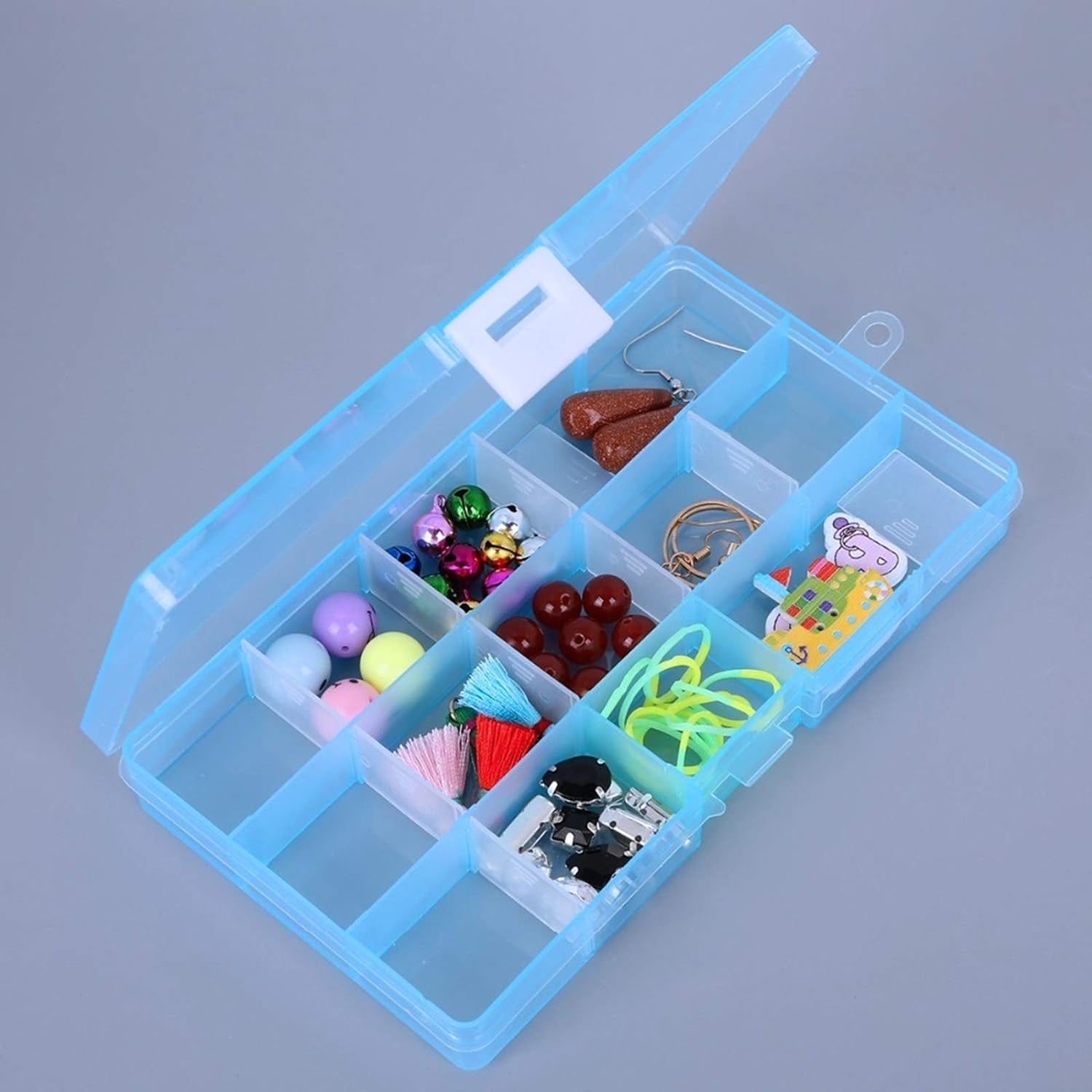 12912 15 Grids Jewelry Organizer Plastic Jewelry Organizer Box Clear Jewelry Organizer Box Plastic Bead Organizers with Adjustable Dividers for Herbs Pills Bead, Jewelry, and Other Small Item (1 Pc)