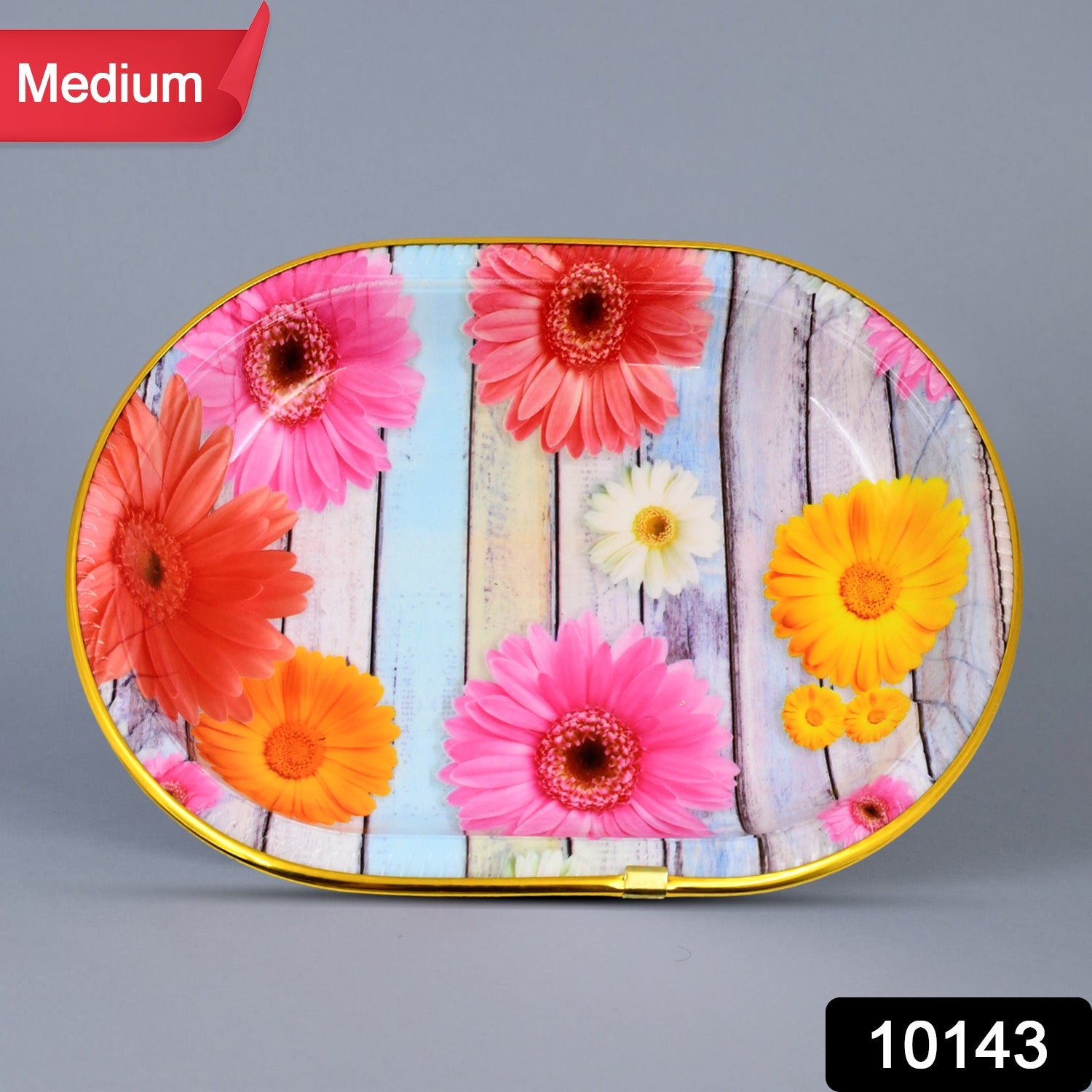 Medium Plastic Flower Printed Design Serving Tray (1 Pc 31 x 21
