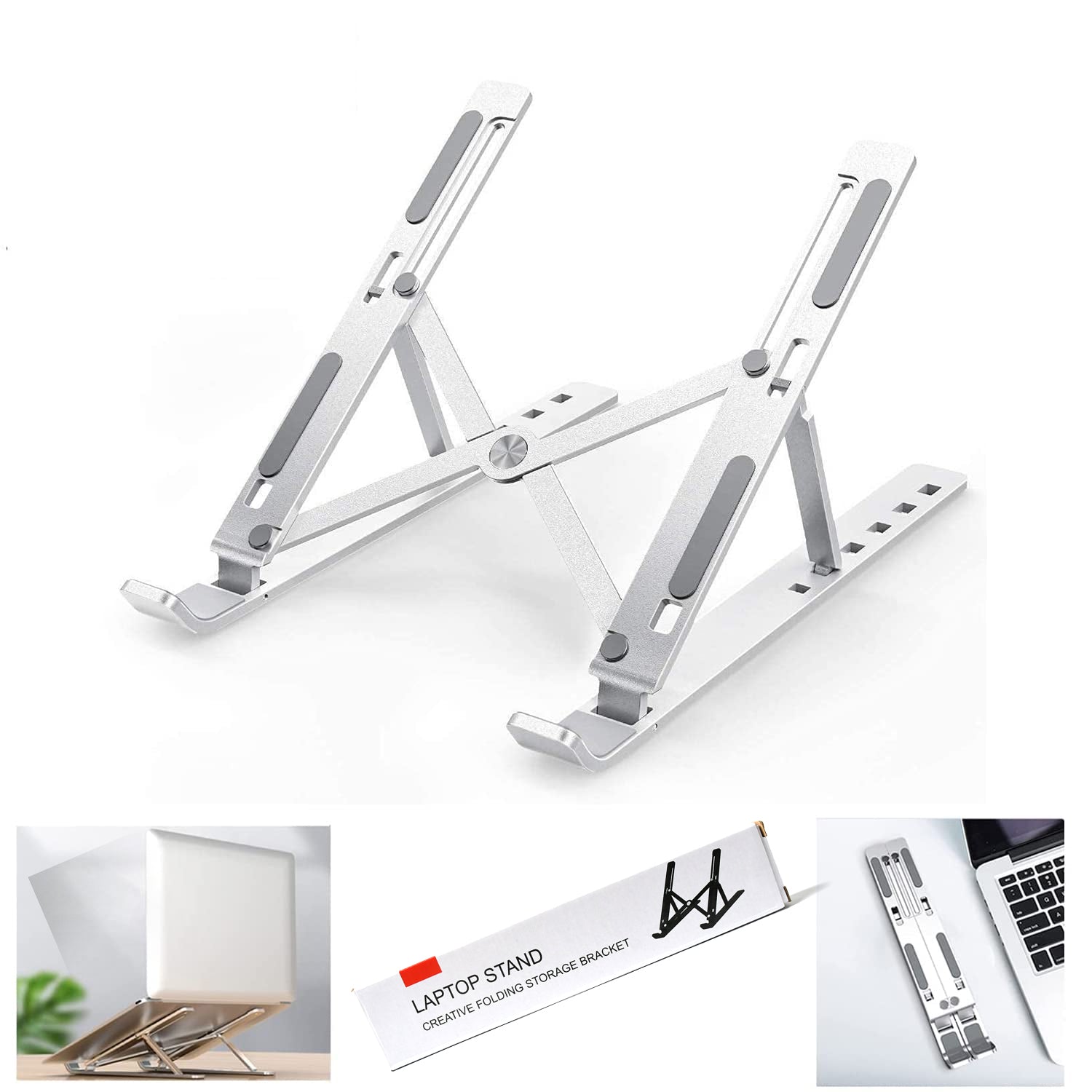 12874 Laptop Stand for Desk | Metal Portable Laptop Stand, with 7 Adjustable Angles | Laptop Riser, Phone, and Tablet Stand | Compatible for All Laptop