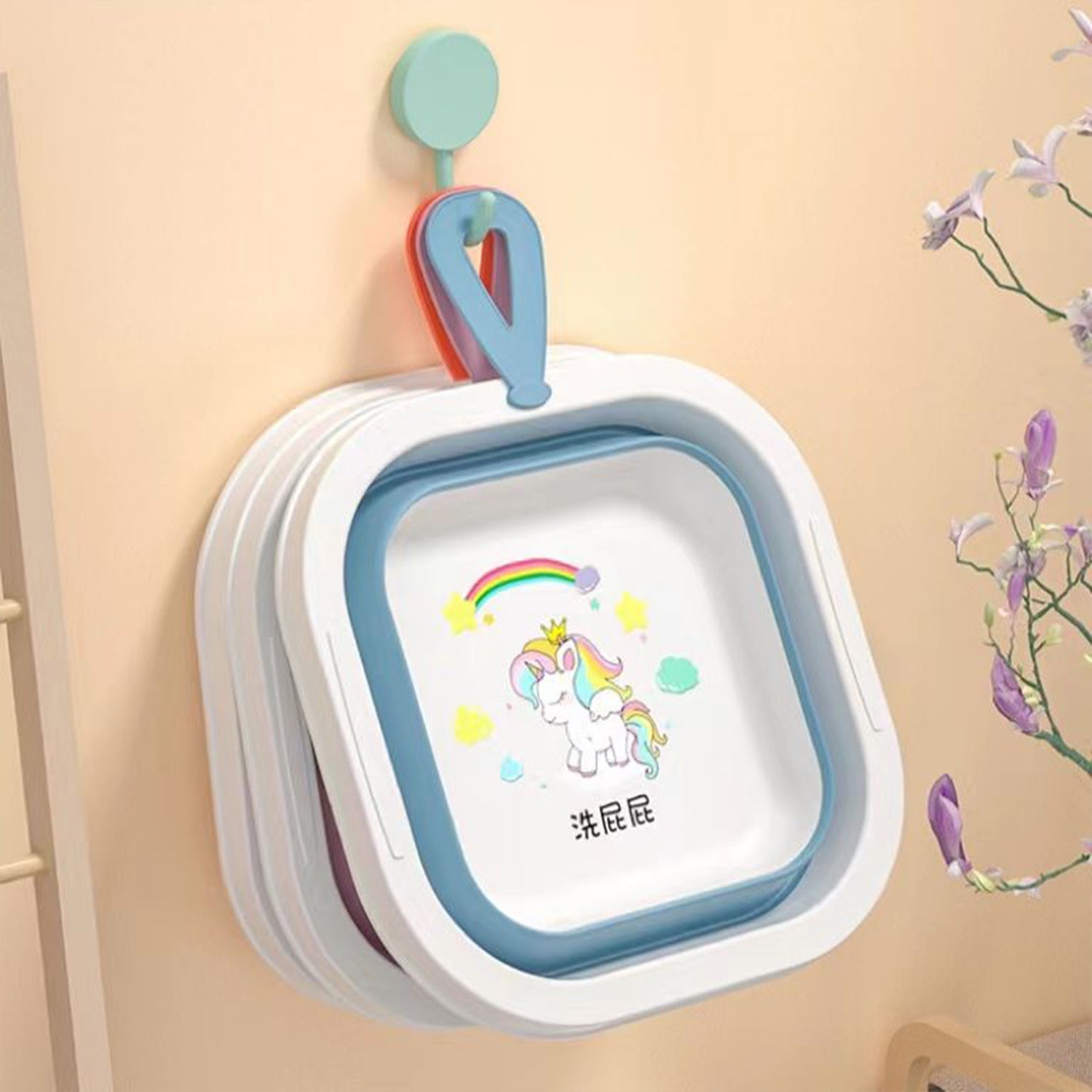 17511 Wash Basin, Space Saving Multi Function Foldable Baby Wash basin Easy Clean Lightweight Thicken for Washing Face for Home (28×28 Cm / 1 pc)