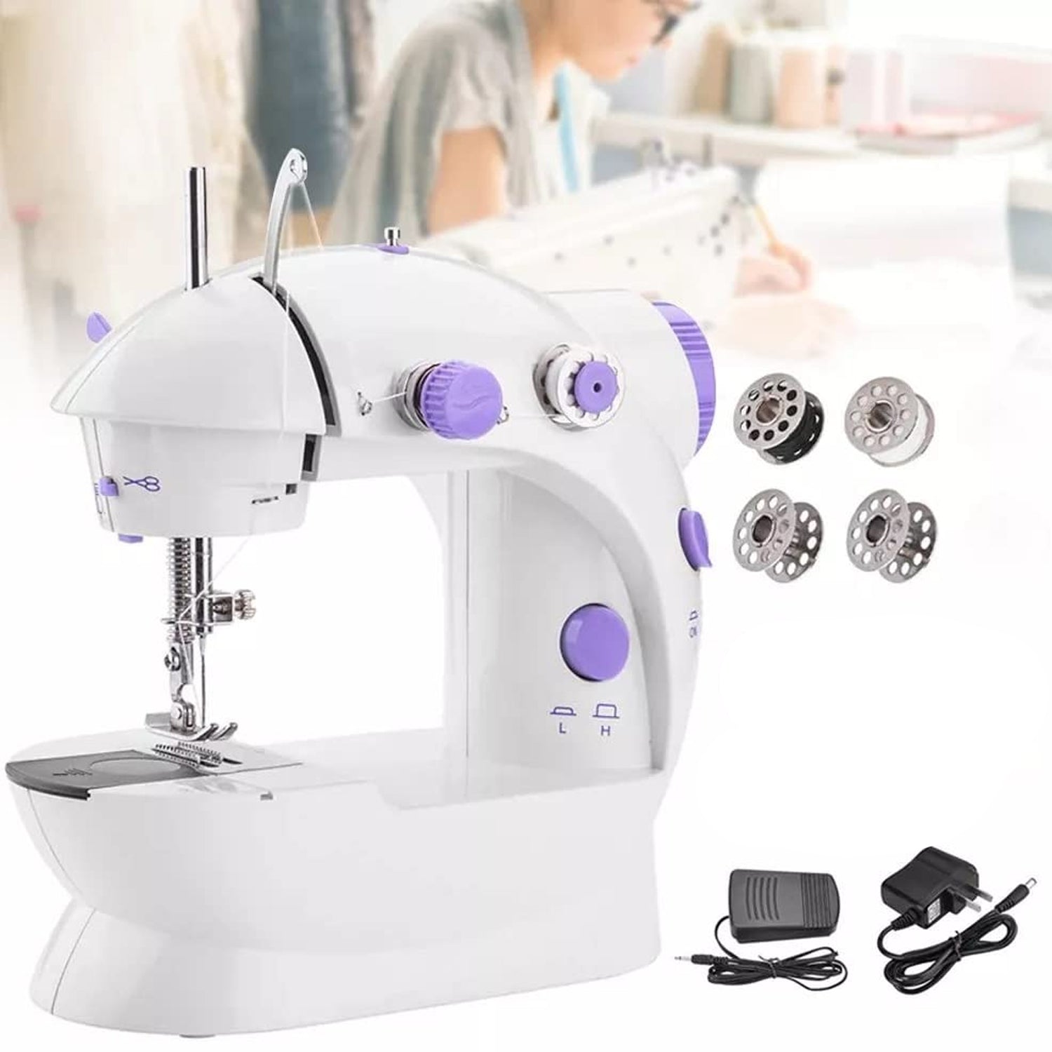 12917 Home Tailoring Sewing Machine With Extension Table Set, Foot Pedal, Adapter Mini Electric Silai Machine, Portable Stitching Machine/Tailoring Machine