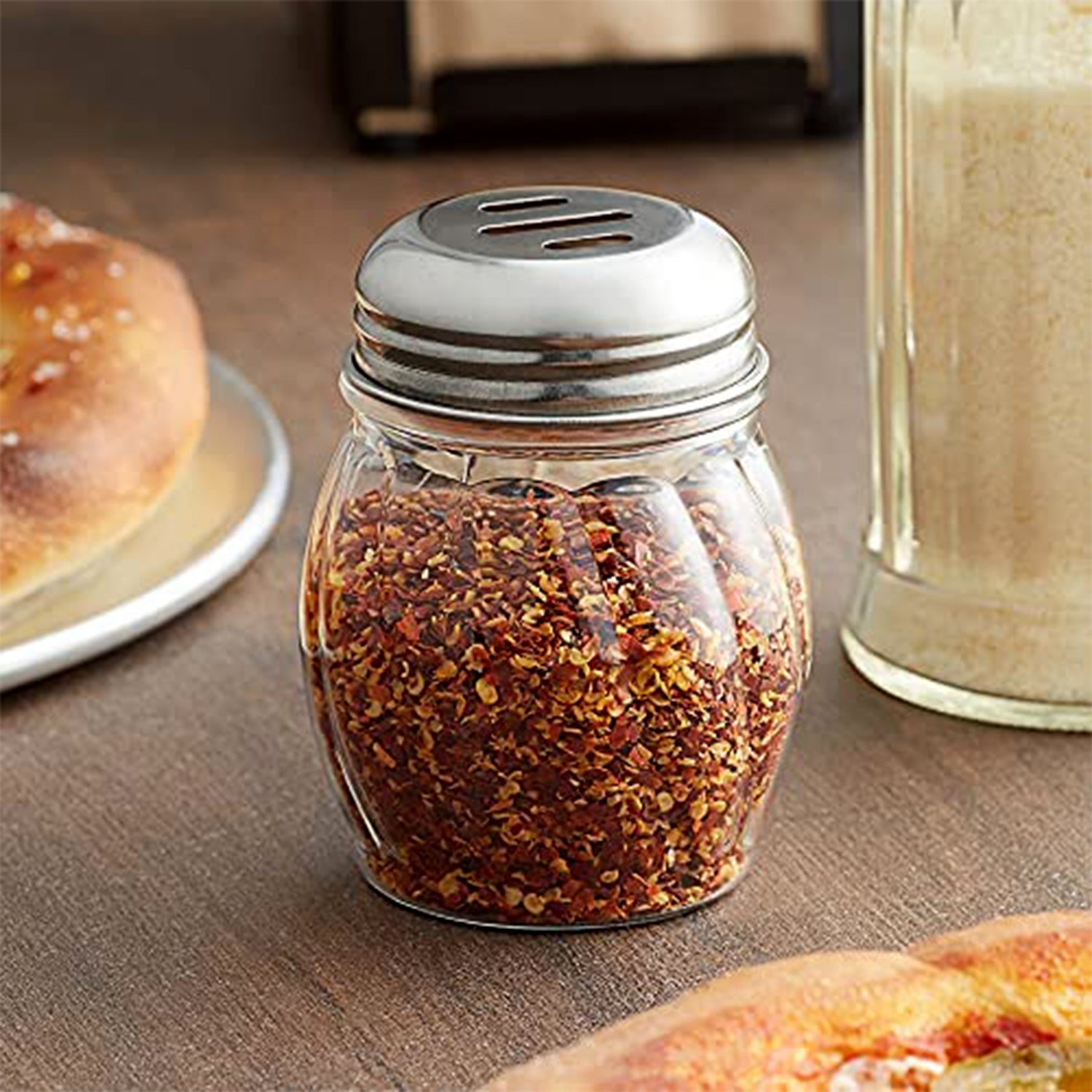 Apex Oregano & Chilli Flakes Dispenser Set – 2 Pcs Glass Spice Shaker with Stainless Steel Lid