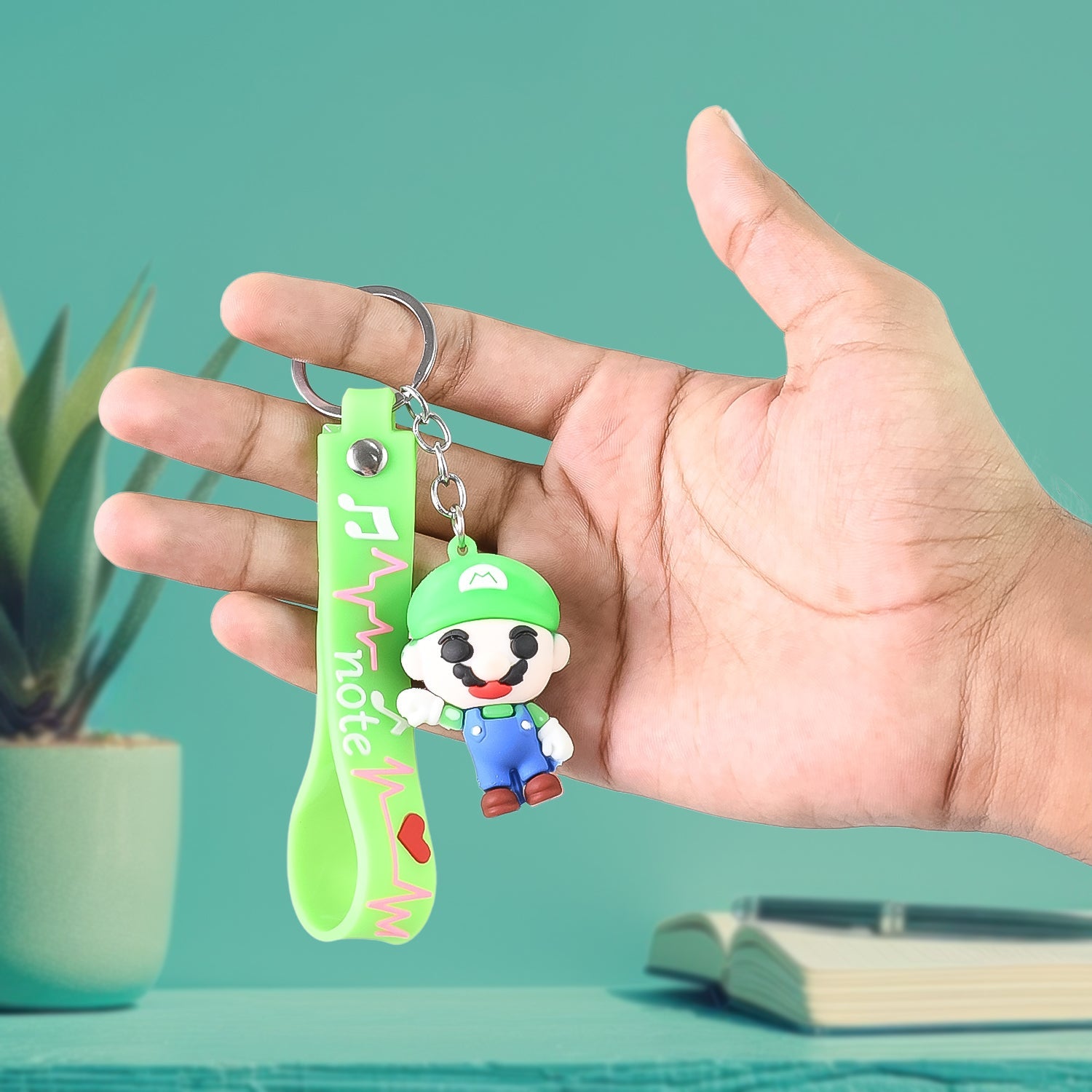 Cute Cartoon Silicone 3D Key Chain with Metal Hook & Strap (Pack of 1)