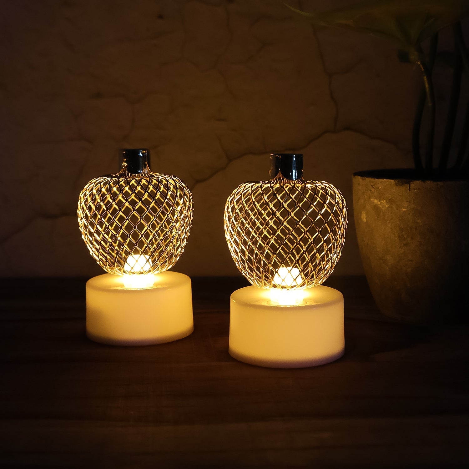 Decorative Apple Shape LED Tealight Candles - (4 Pc)