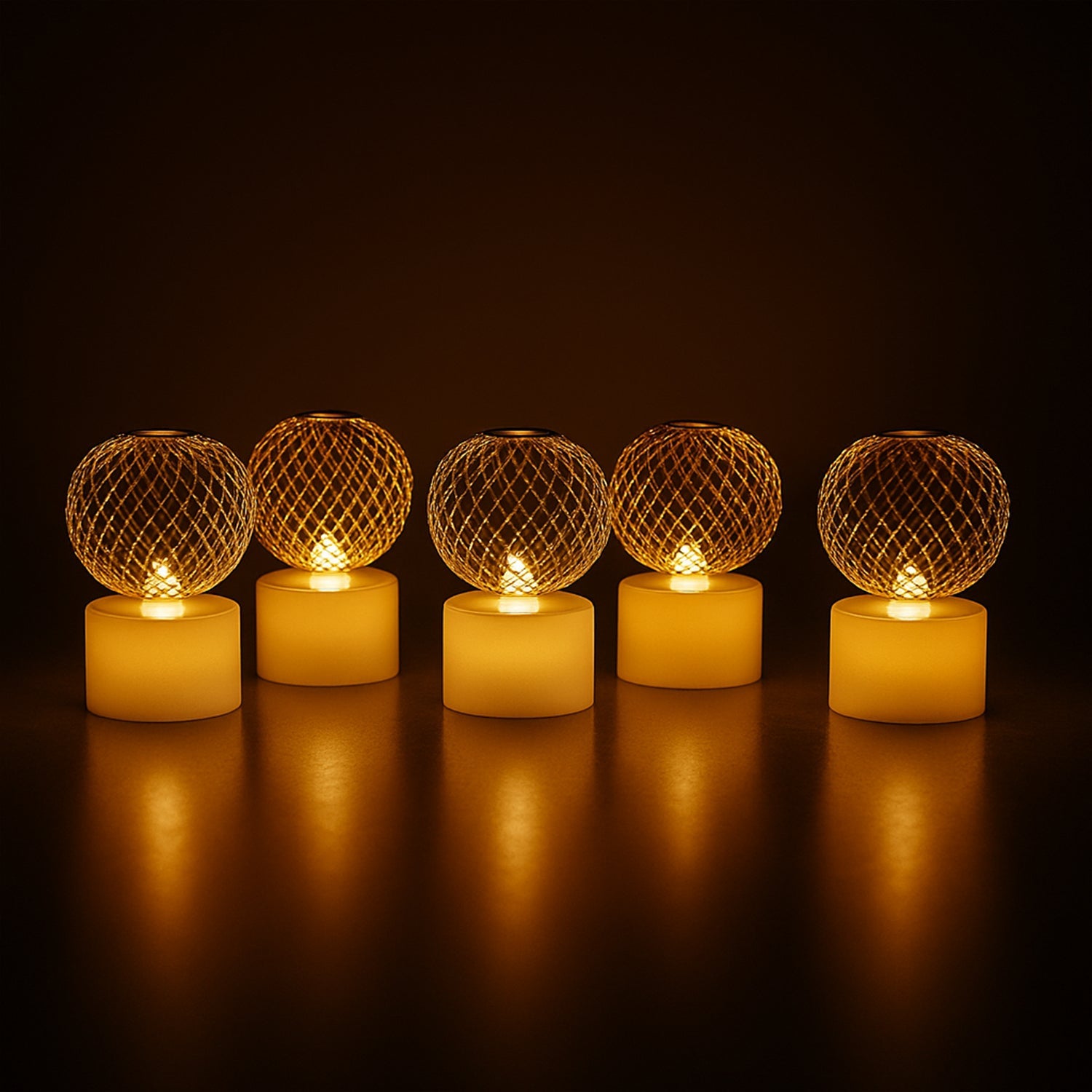 LED Ball Shaped Decorative Light with Mesh Cover (5 Pc / Set)