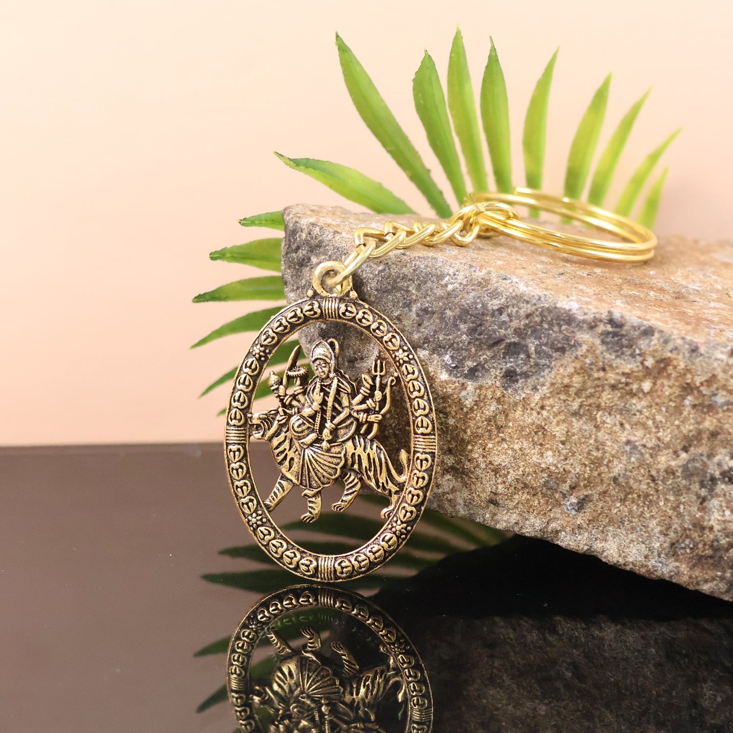 Premium Golden Metal Durga Maa Keychain (1 Pc) – Sky Shopy