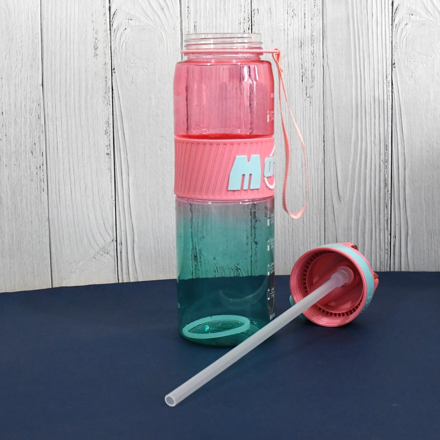 Plastic Water Bottle With Strap and Straw (1000 ML)