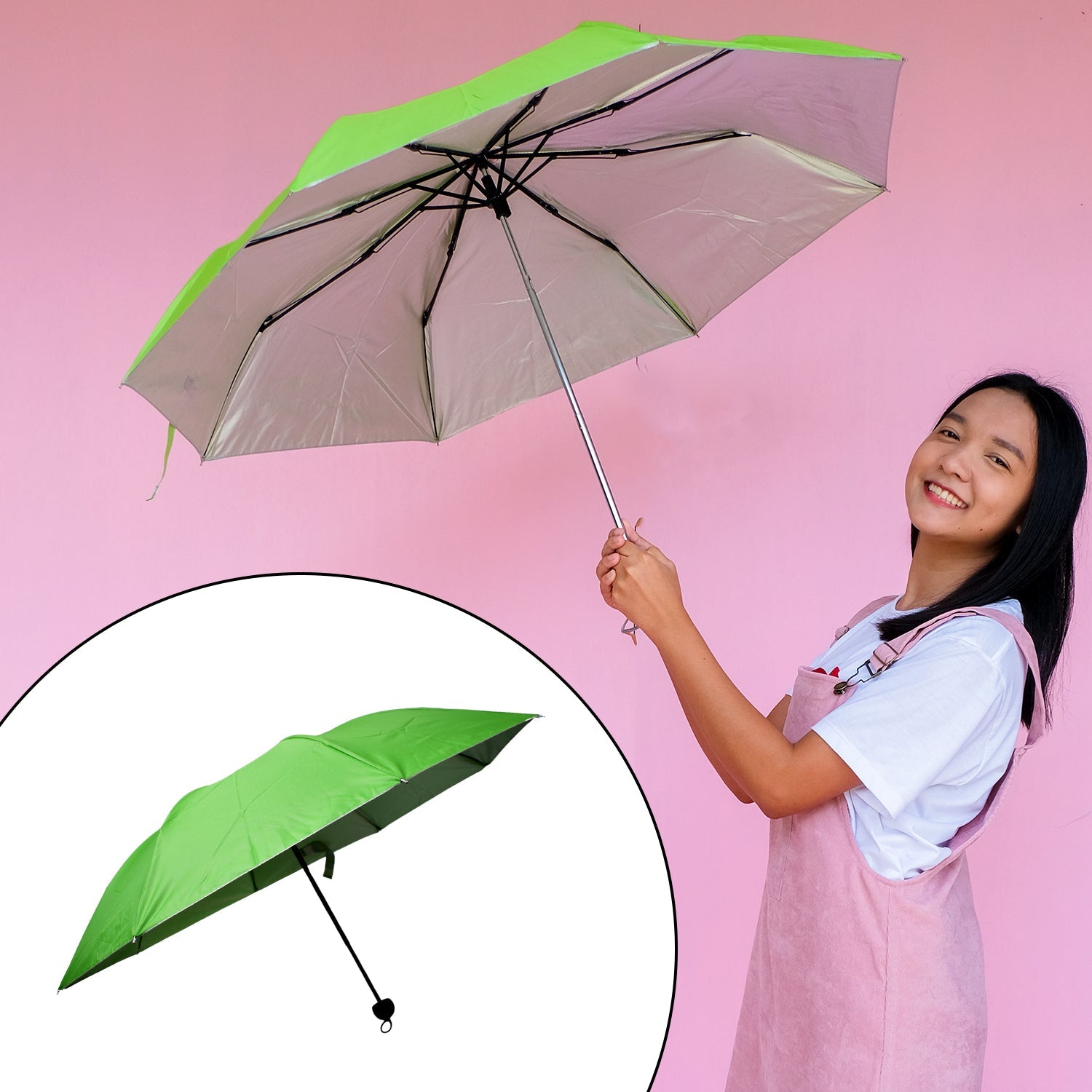 8539 3 Fold Sun Protective Solid Foldable Outdoor Umbrella, Portable Sun, UV Protection Lightweight Rain Umbrella With Umbrella Case For Girls, Women, Men, Boys