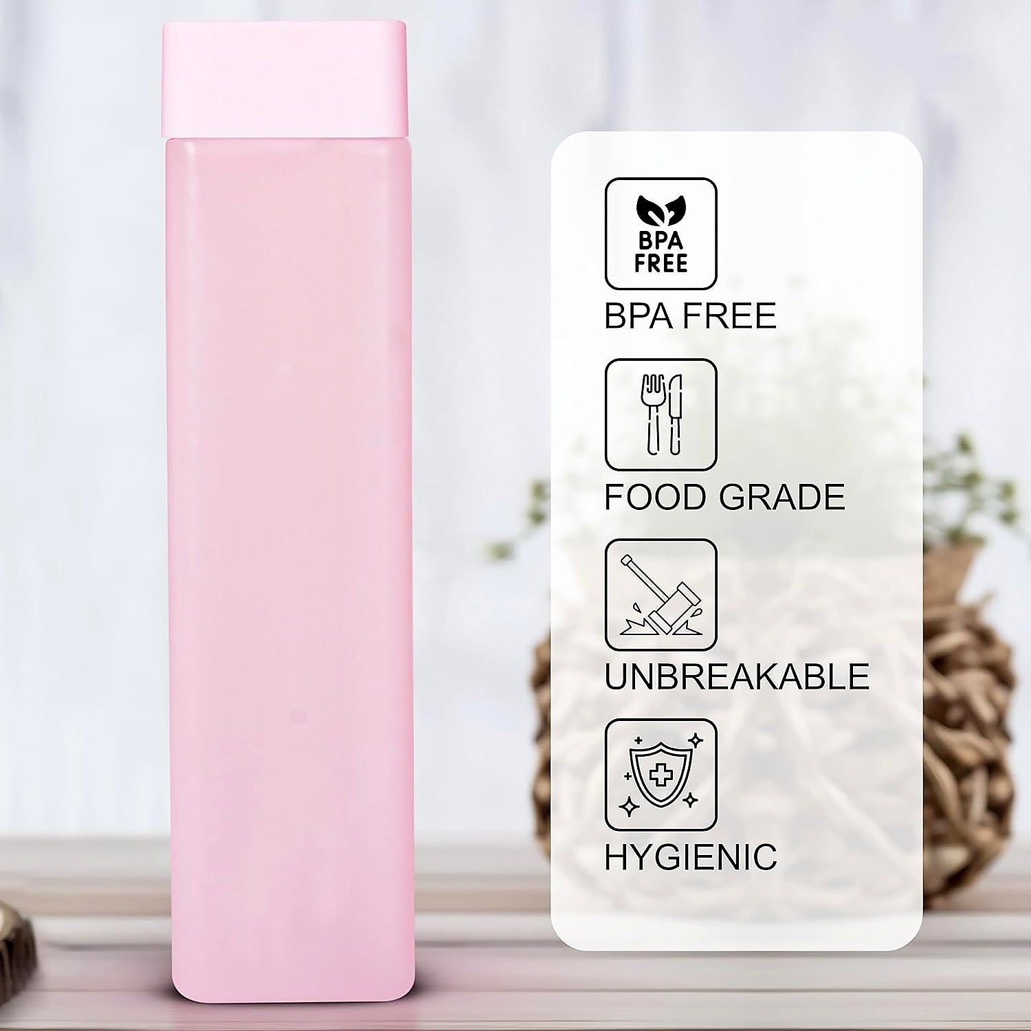 12981 Large Capacity Plastic Water Bottle | Office Bottle | Gym Bottle | Home | Kitchen | Leakproof and BPA Free Drinks Bottle | Square Water Drink Juice Bottle Wide-Mouth BPA Free Leak-Free Lightweight (1 pc / Mix Color / 1000 ML Approx)