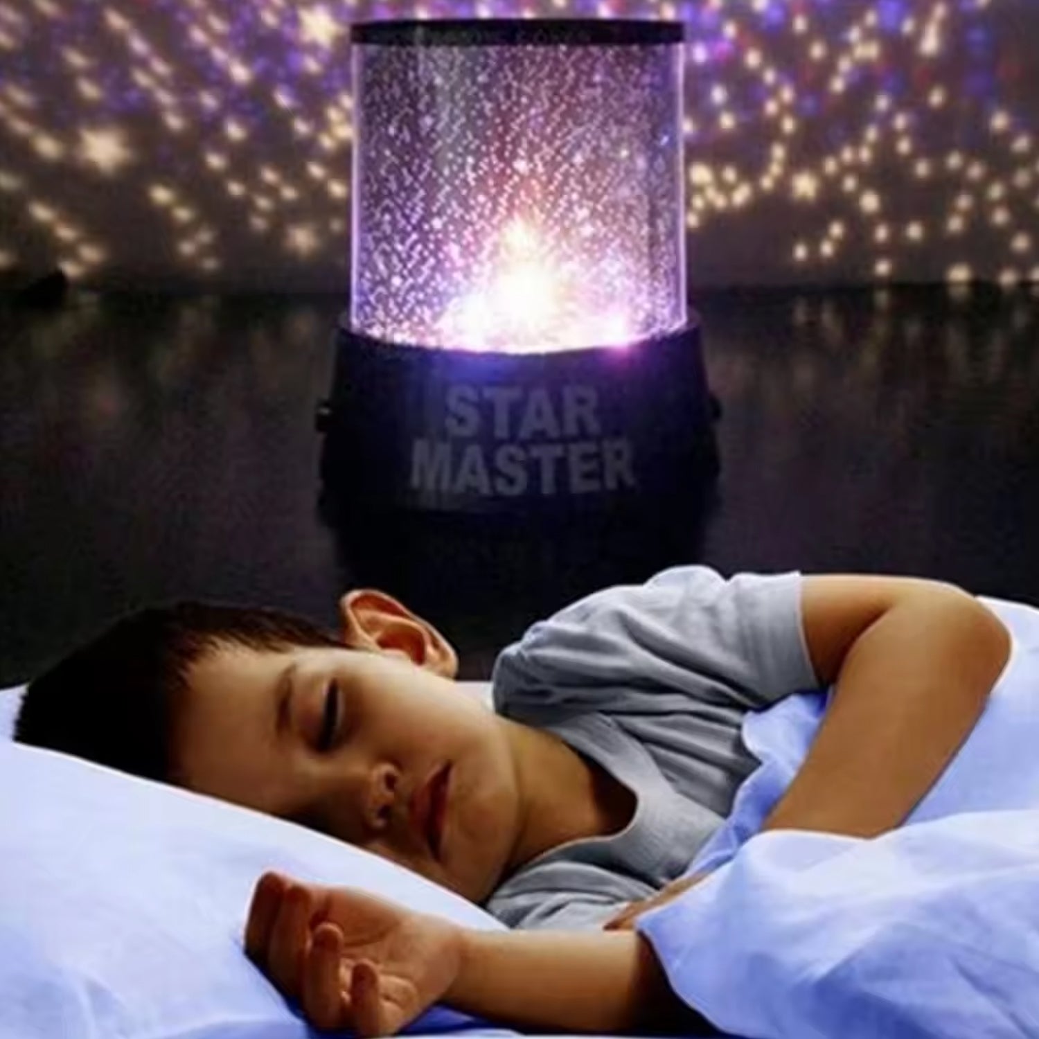 LED Projector Night Light Amazing Lamp, 3 Battery operated lamps, Rotation With the music Function, Master for Kids Bedroom Home Decoration Night Romantic Gift (Battery Not Included / 1 pc)