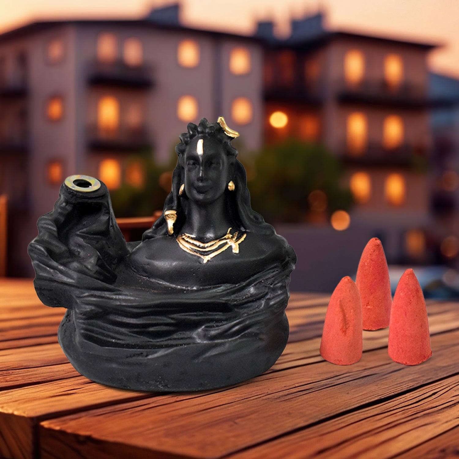 Adiyogi Shiva Backflow Smoke Fountain Incense Holder Burner (1 Pc)