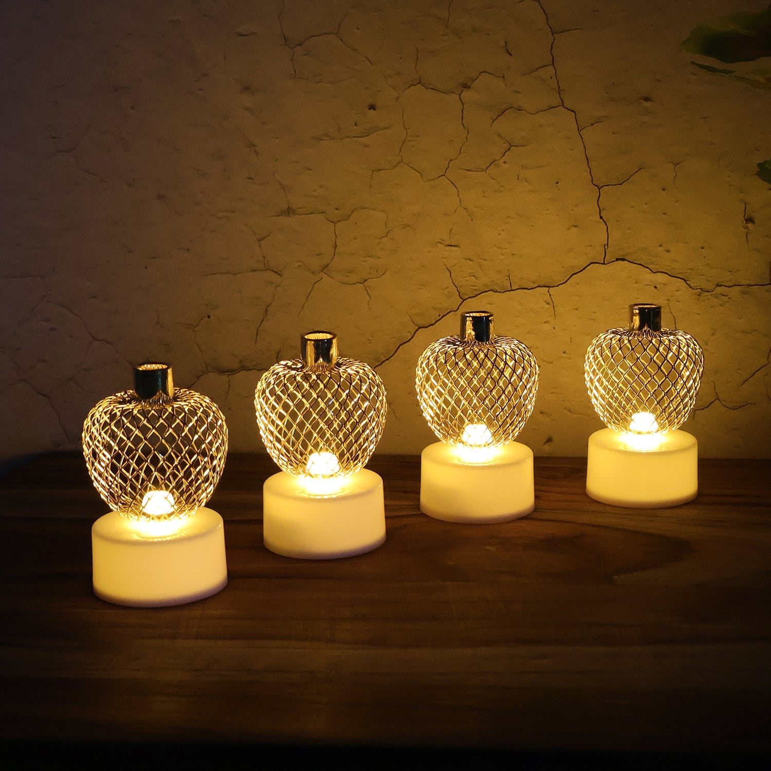 Decorative Apple Shape LED Tealight Candles - (4 Pc)